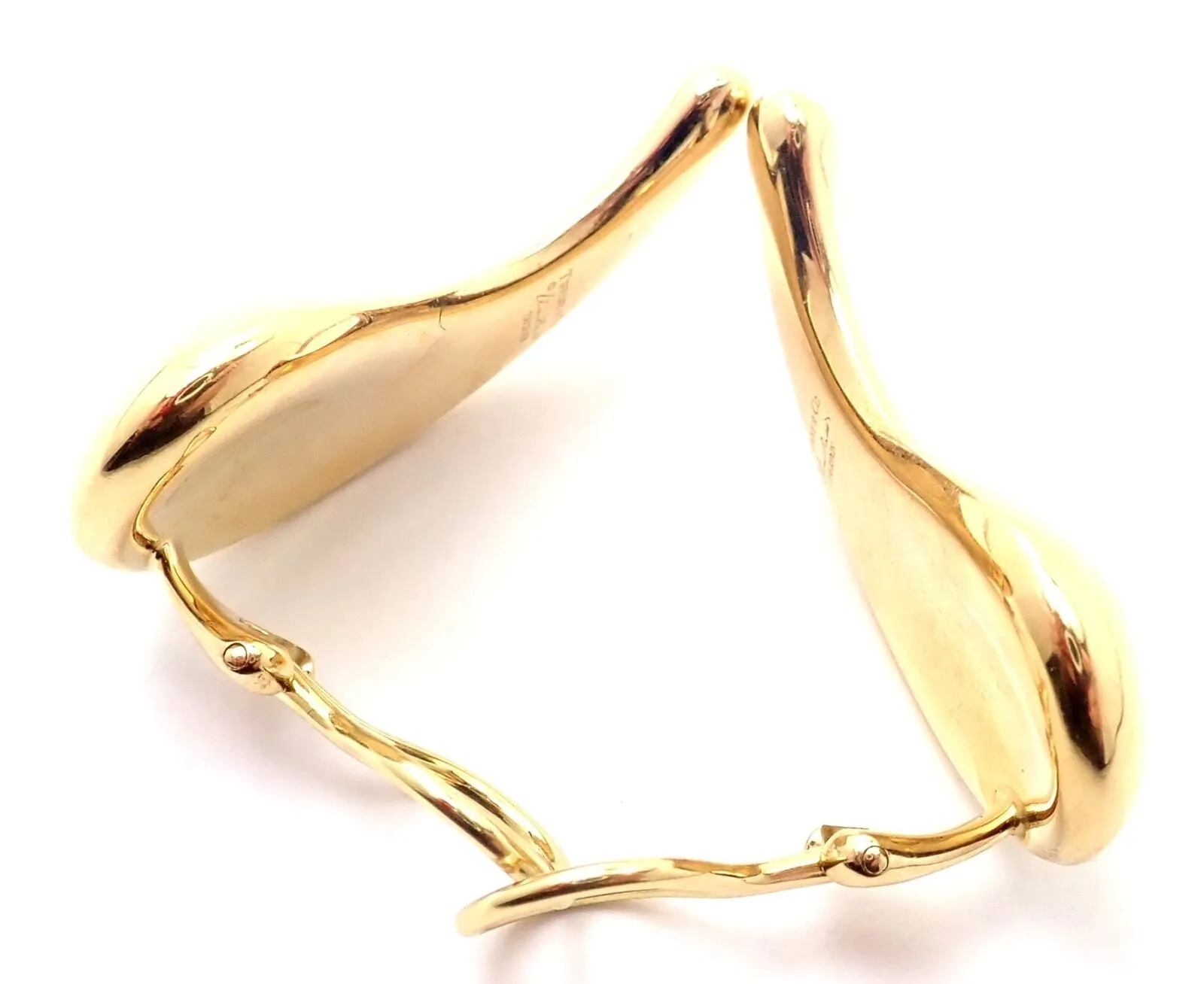 Authentic! Tiffany & Co Elsa Peretti 18k Yellow Gold Extra Large Bean Earrings