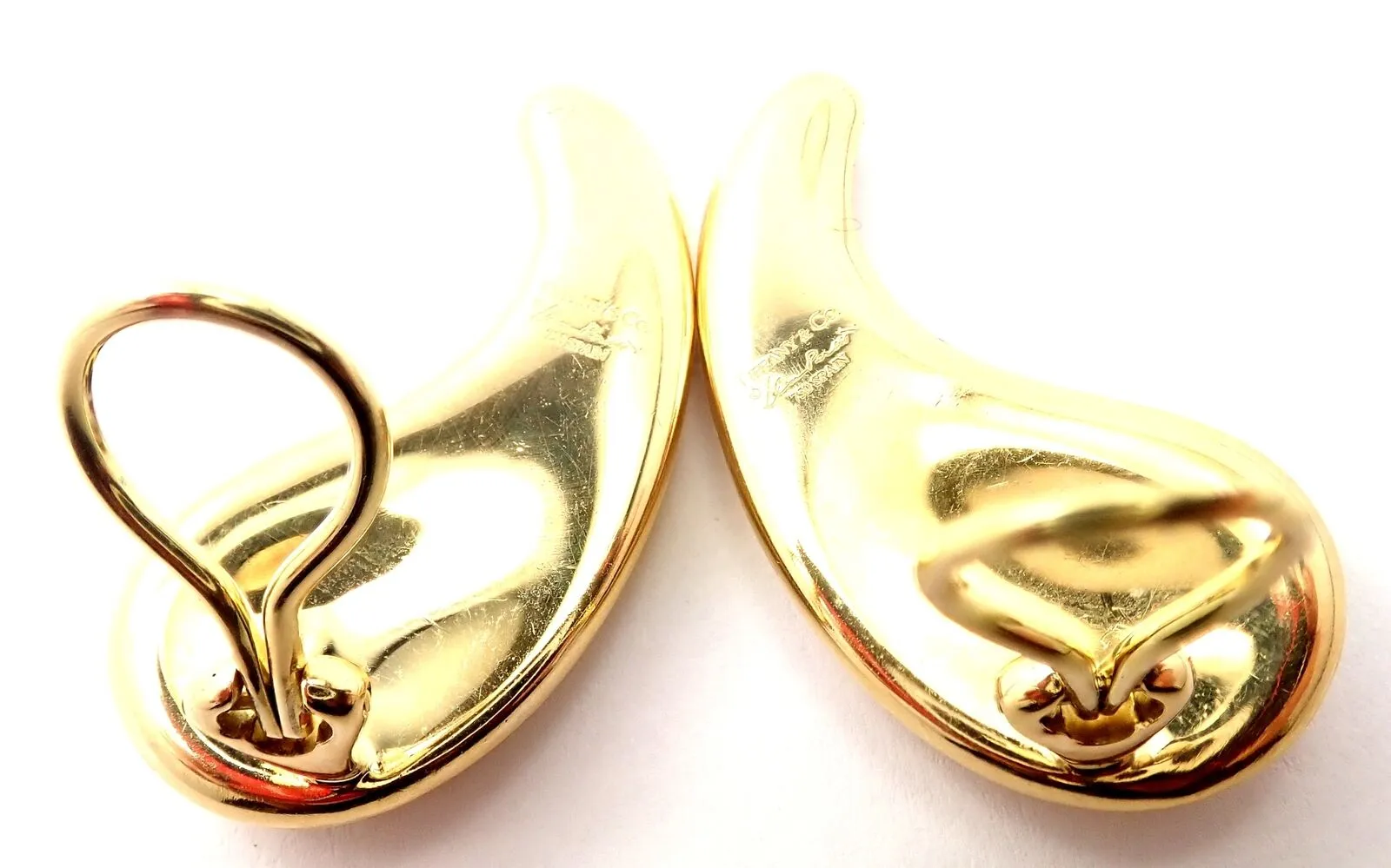 Authentic! Tiffany & Co Elsa Peretti 18k Yellow Gold Extra Large Bean Earrings