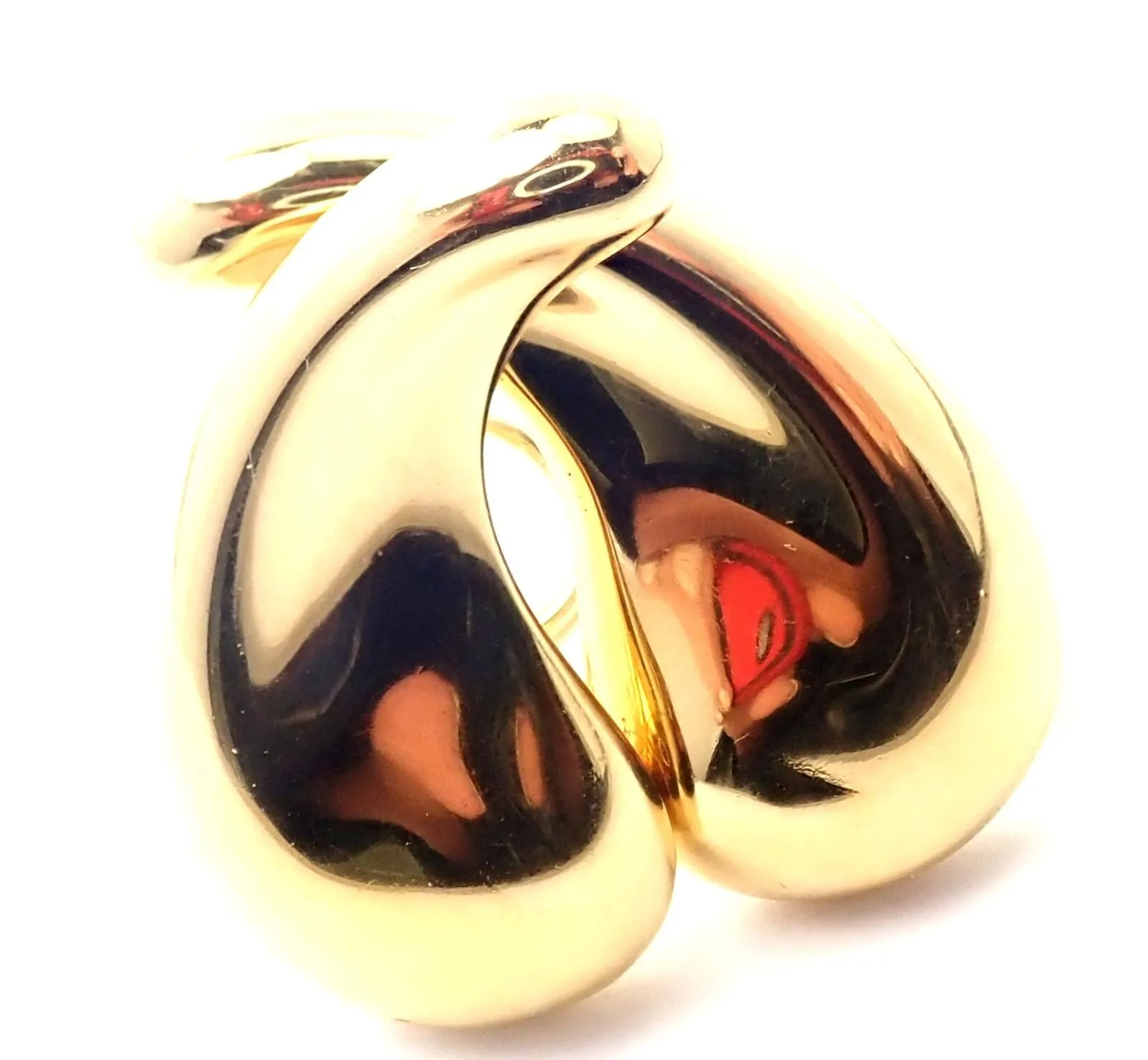 Authentic! Tiffany & Co Elsa Peretti 18k Yellow Gold Extra Large Bean Earrings