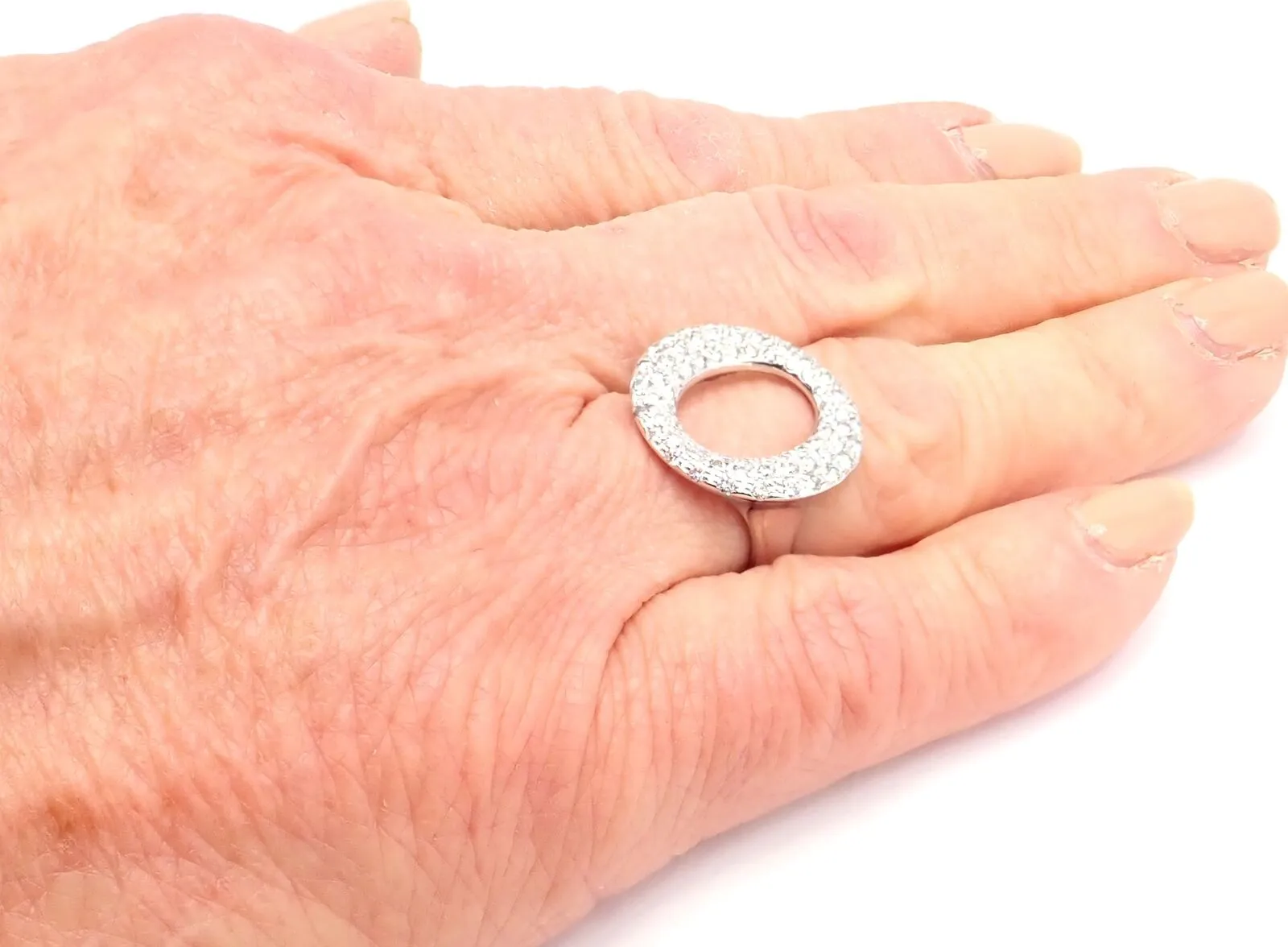 Authentic! Tiffany & Co Elsa Peretti Sevillana Platinum Diamond O Ring