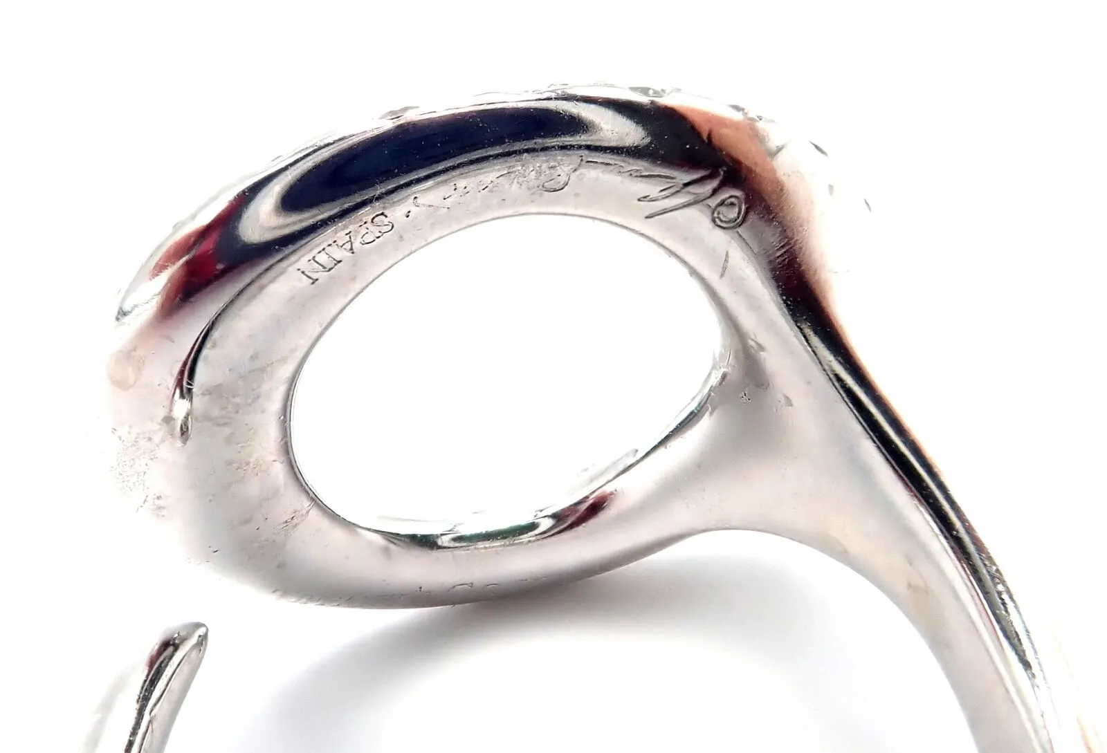 Authentic! Tiffany & Co Elsa Peretti Sevillana Platinum Diamond O Ring