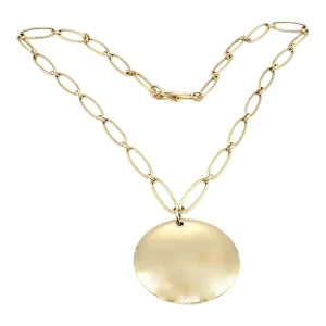 Authentic! Tiffany & Co Peretti 18k Yellow Gold 30mm Disc Pendant Necklace