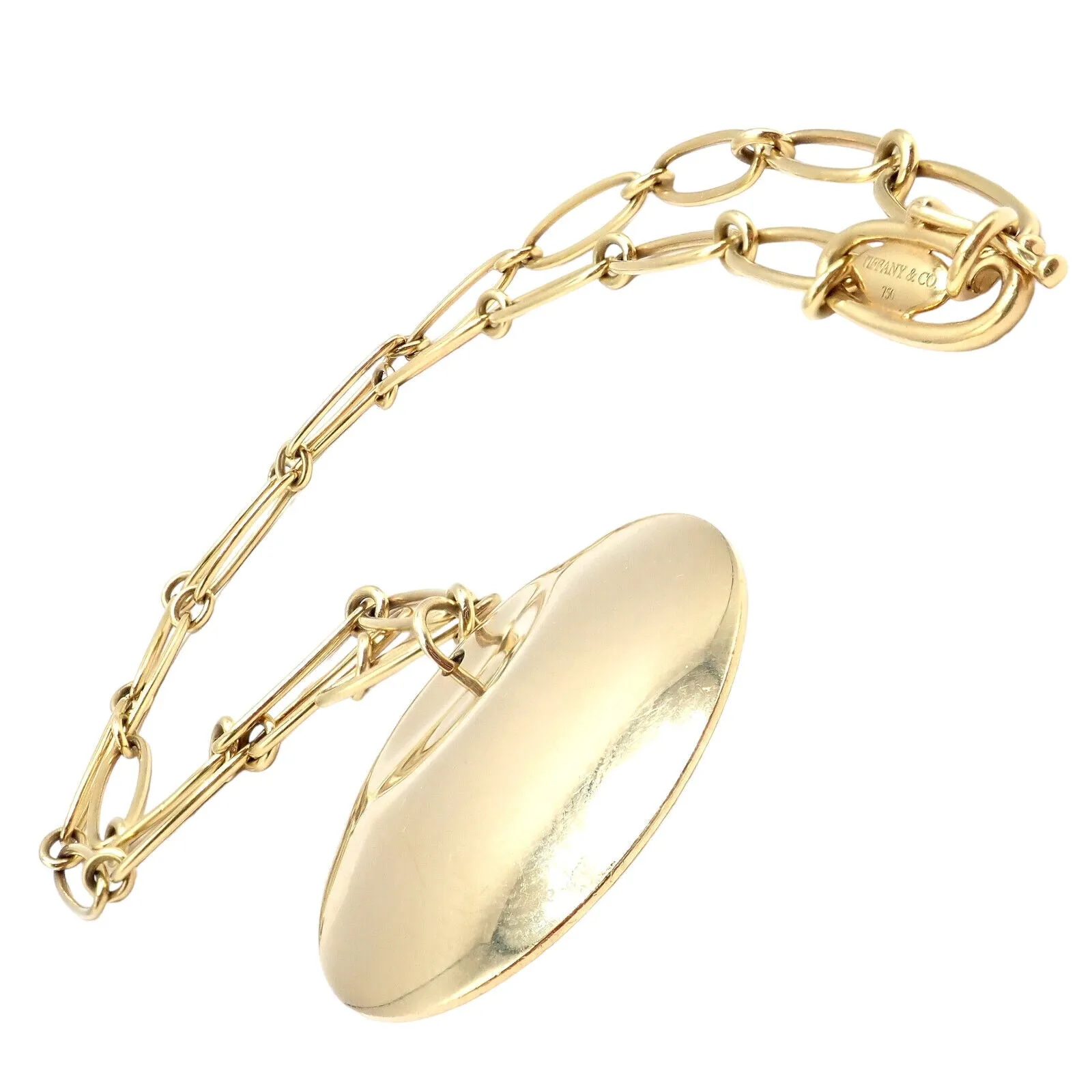 Authentic! Tiffany & Co Peretti 18k Yellow Gold 30mm Disc Pendant Necklace