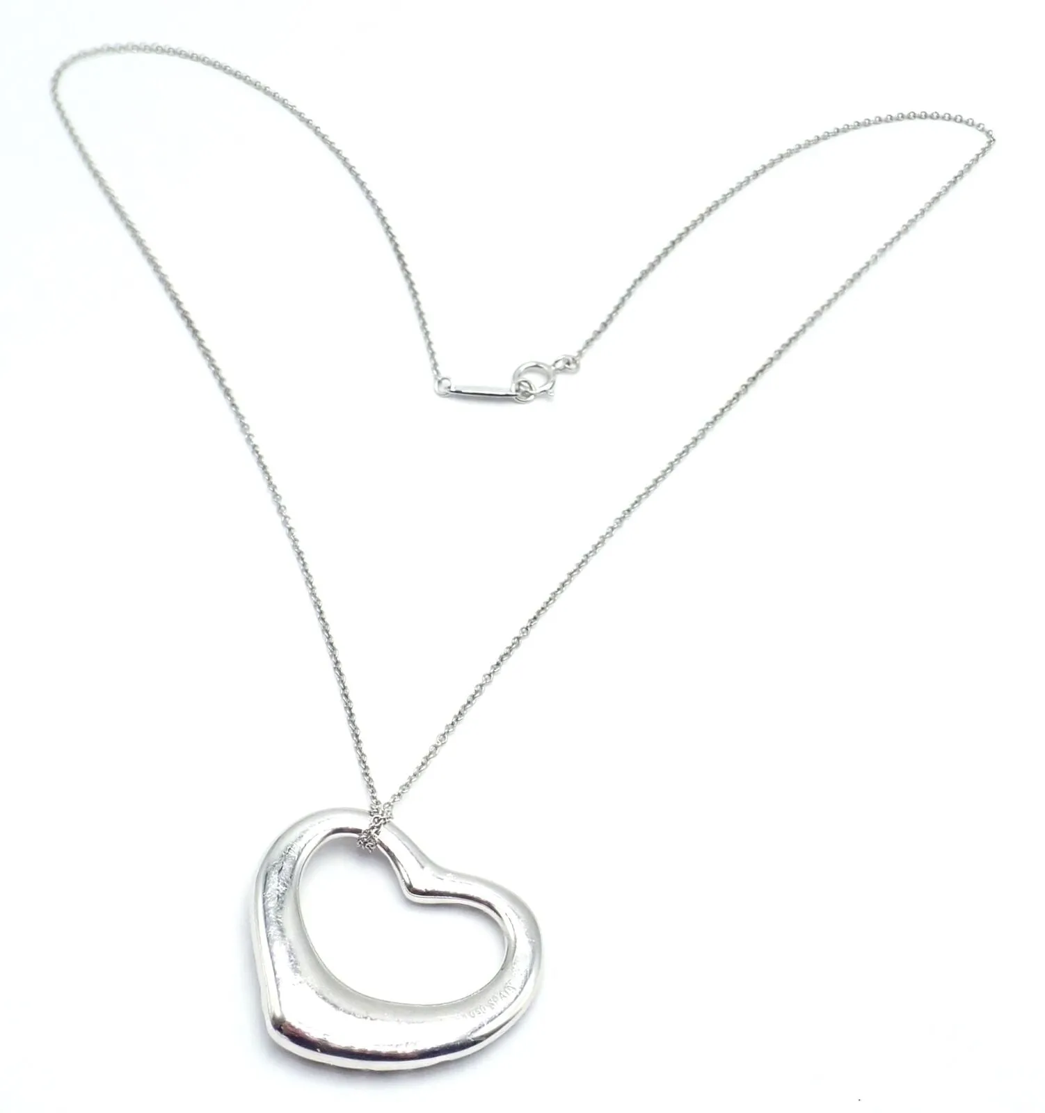 Authentic Tiffany & Co Peretti Platinum Diamond Large Open Heart Necklace $26000