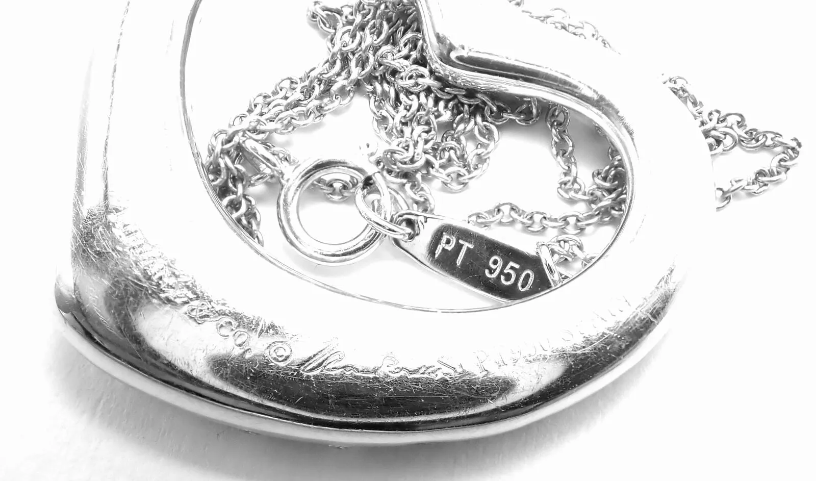 Authentic Tiffany & Co Peretti Platinum Diamond Large Open Heart Necklace $26000
