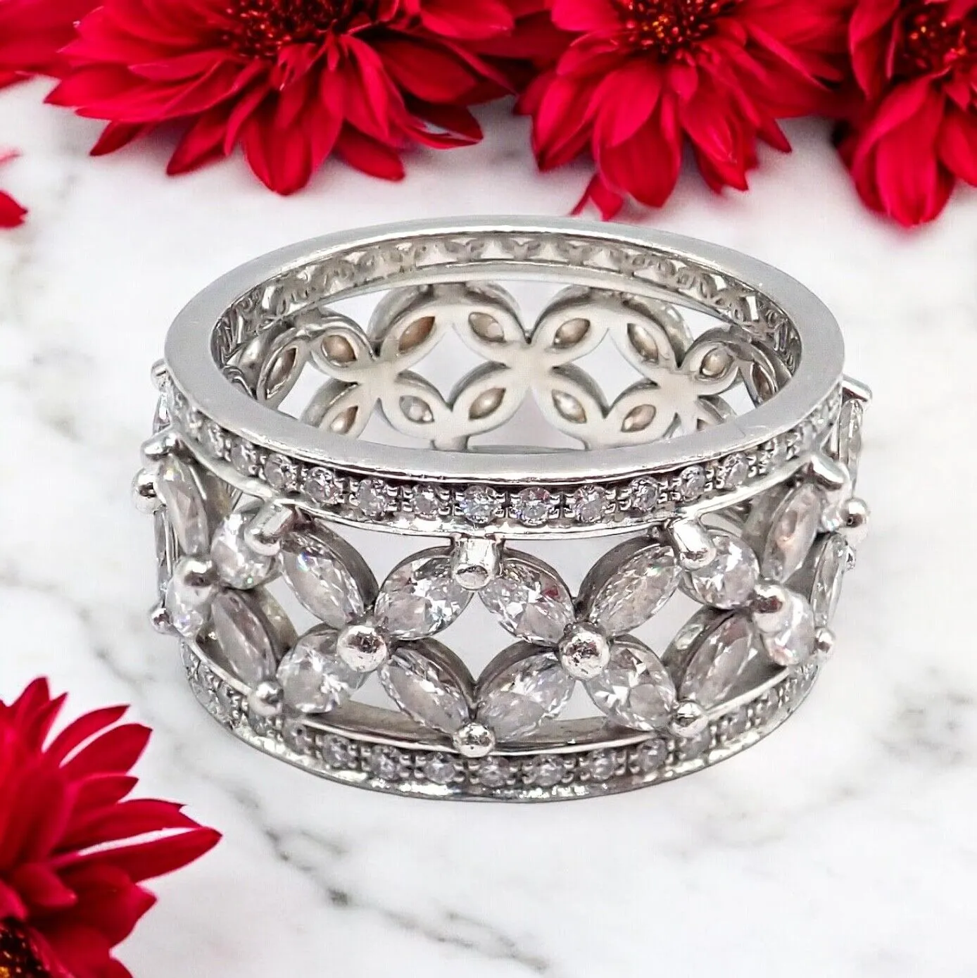 Authentic! Tiffany & Co Platinum 2.34ctw Diamond Victoria Wide Band Ring sz 5.5