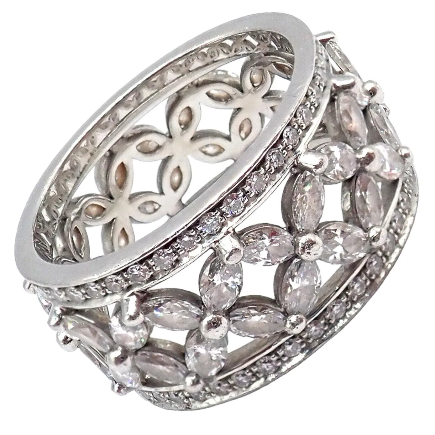 Authentic! Tiffany & Co Platinum 2.34ctw Diamond Victoria Wide Band Ring sz 5.5