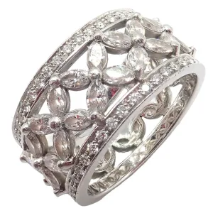 Authentic! Tiffany & Co Platinum 2.34ctw Diamond Victoria Wide Band Ring sz 5.5
