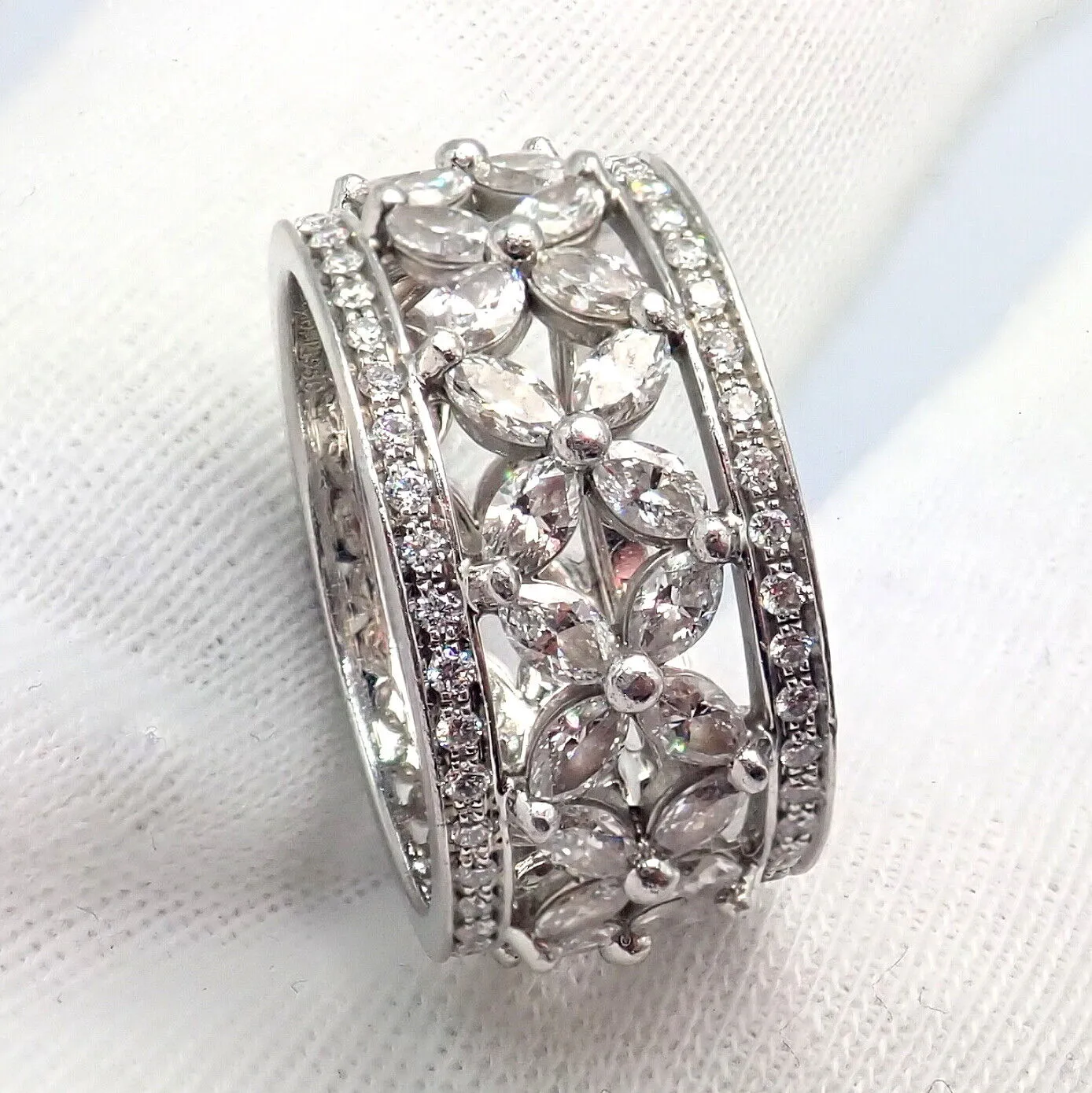 Authentic! Tiffany & Co Platinum 2.34ctw Diamond Victoria Wide Band Ring sz 5.5