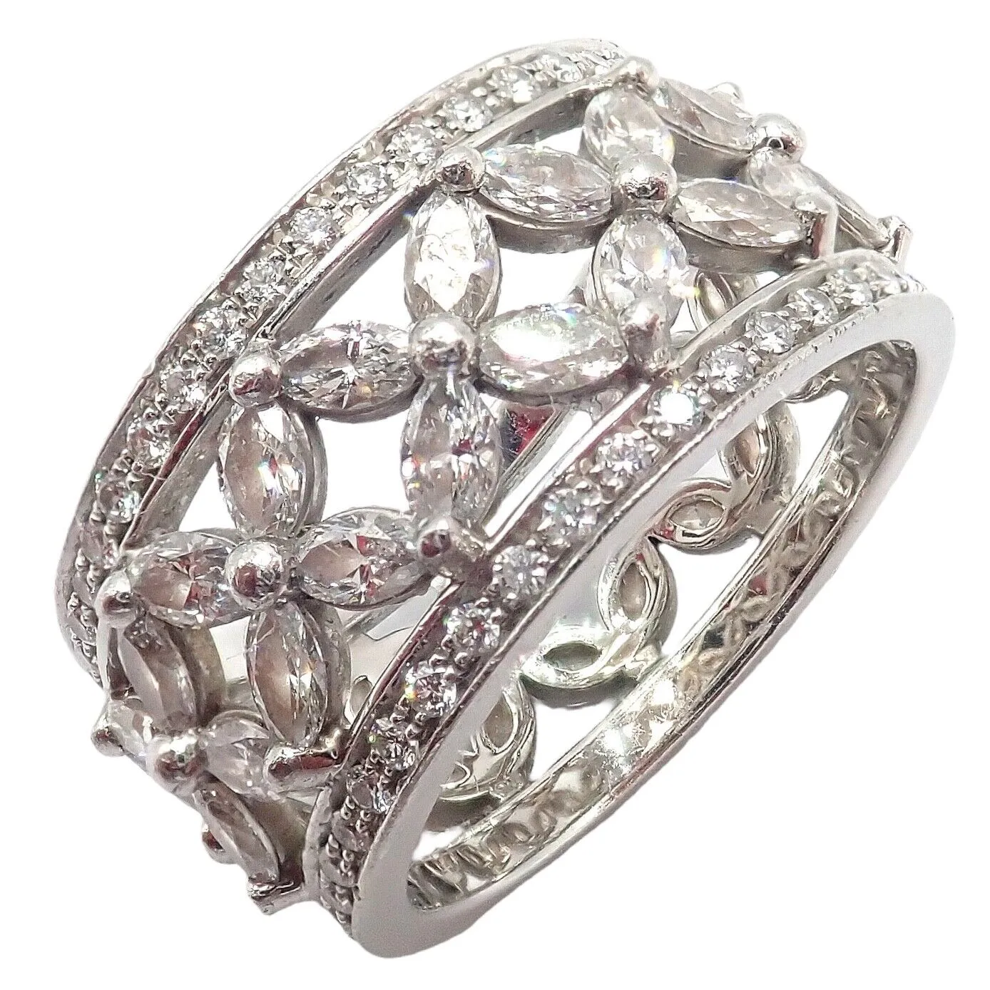 Authentic! Tiffany & Co Platinum 2.34ctw Diamond Victoria Wide Band Ring sz 5.5