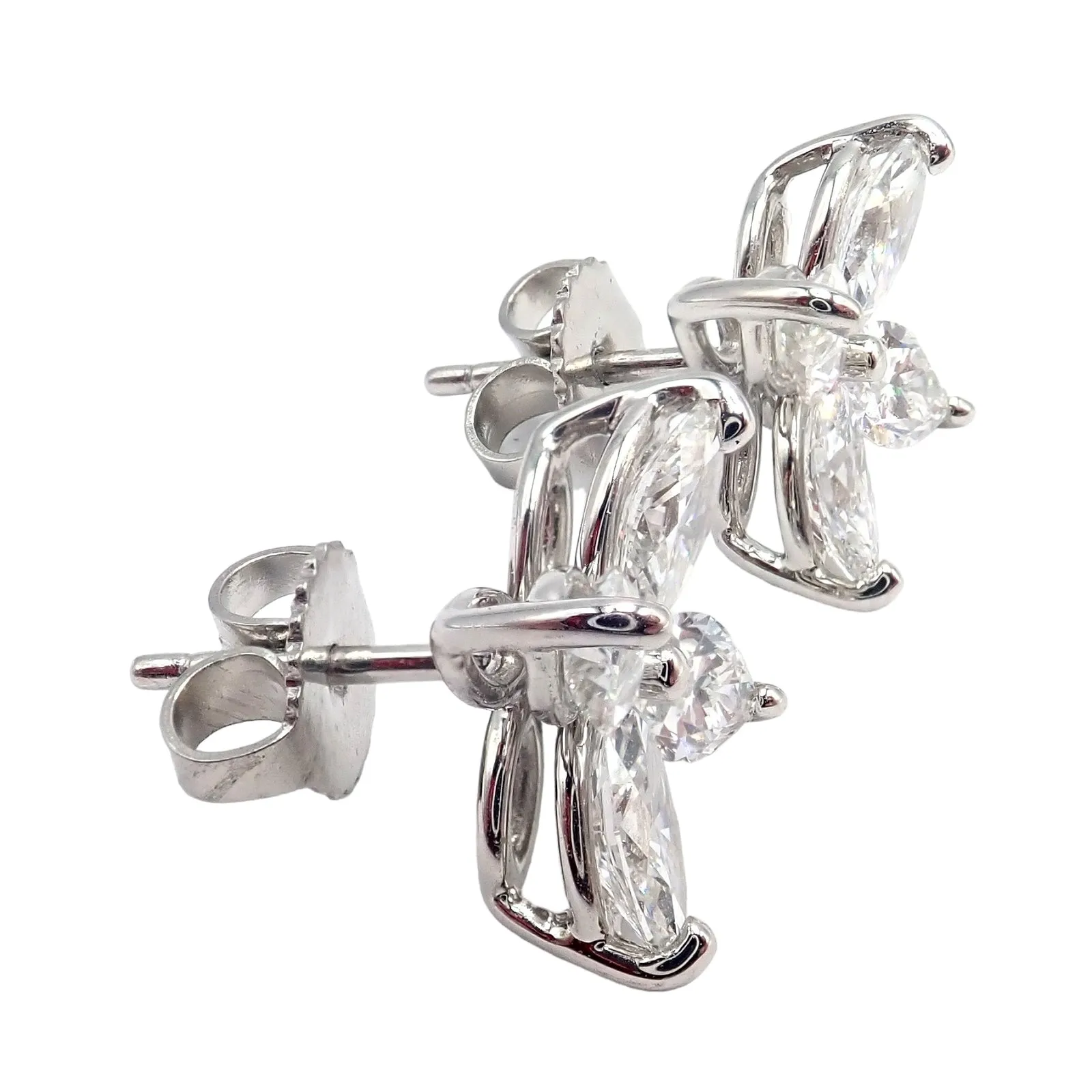 Authentic! Tiffany & Co Platinum Victoria Marquise Cut Diamond Large Earrings