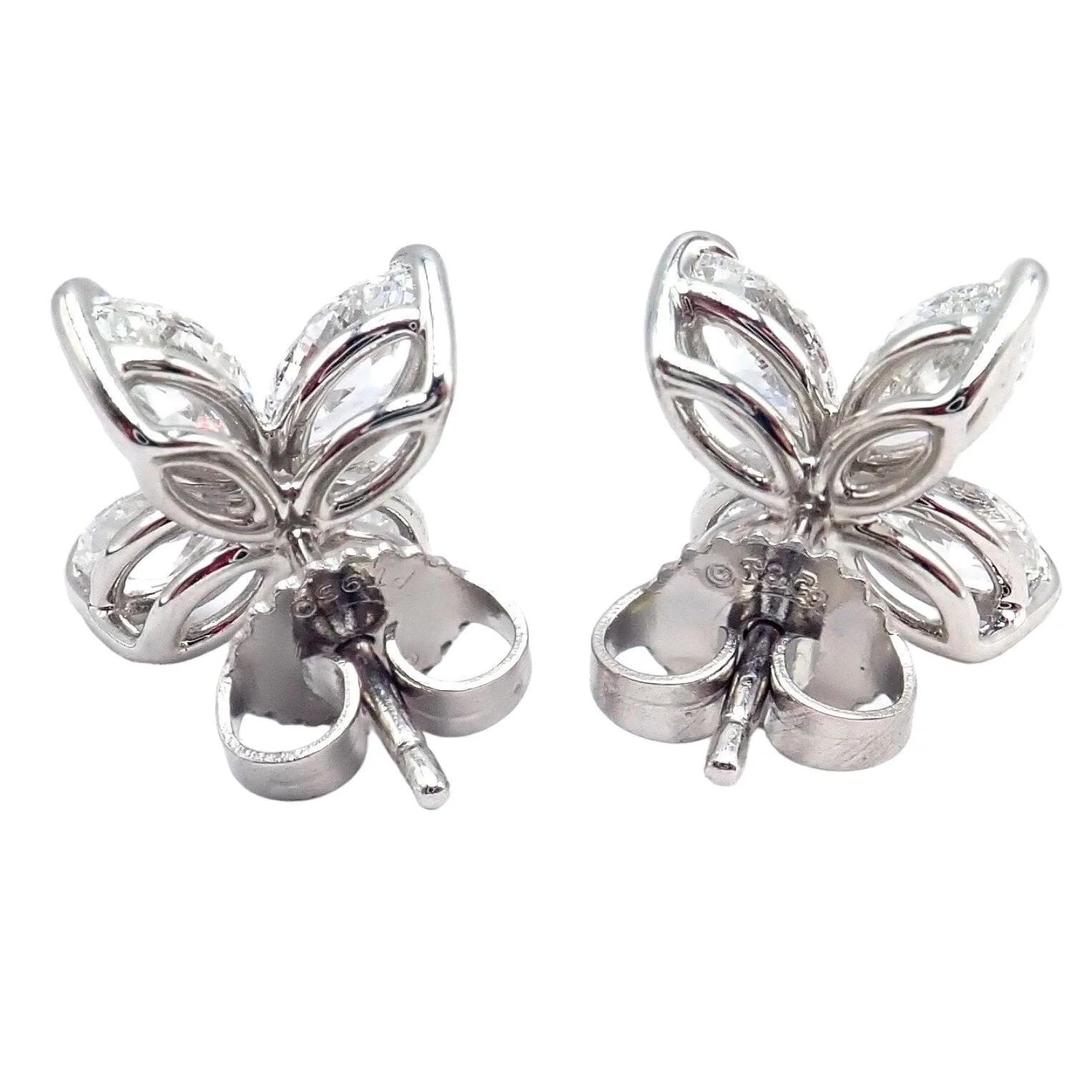 Authentic! Tiffany & Co Platinum Victoria Marquise Cut Diamond Large Earrings