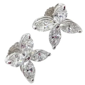 Authentic! Tiffany & Co Platinum Victoria Marquise Cut Diamond Large Earrings