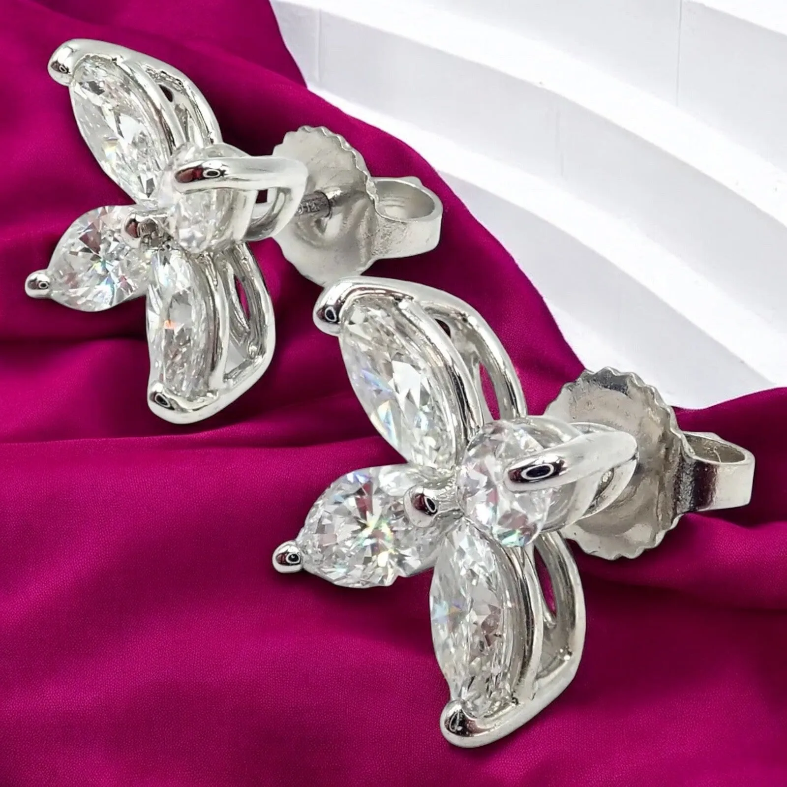 Authentic! Tiffany & Co Platinum Victoria Marquise Cut Diamond Large Earrings