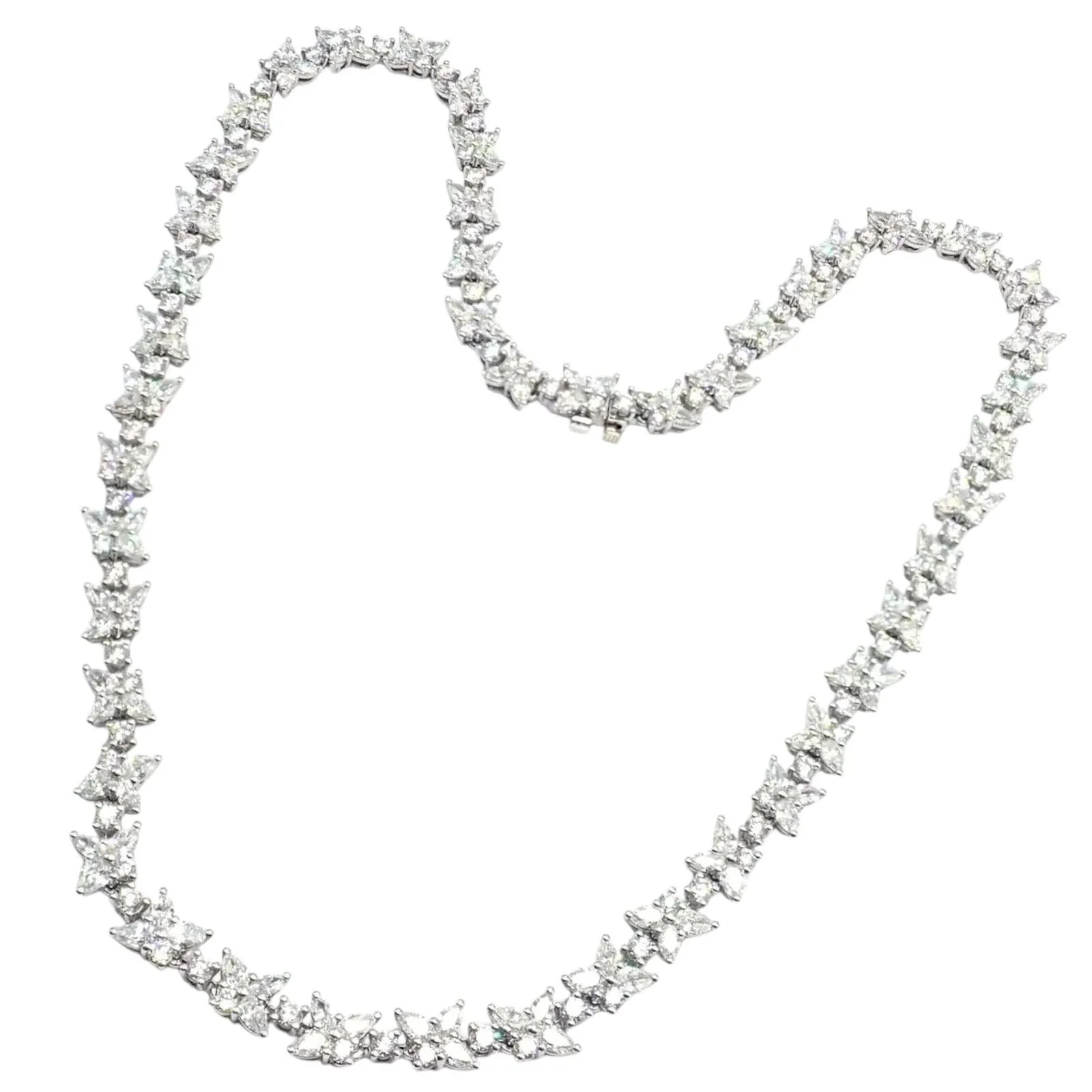 Authentic! Tiffany & Co Victoria Platinum 15.83ct Diamond Mixed Cluster Necklace