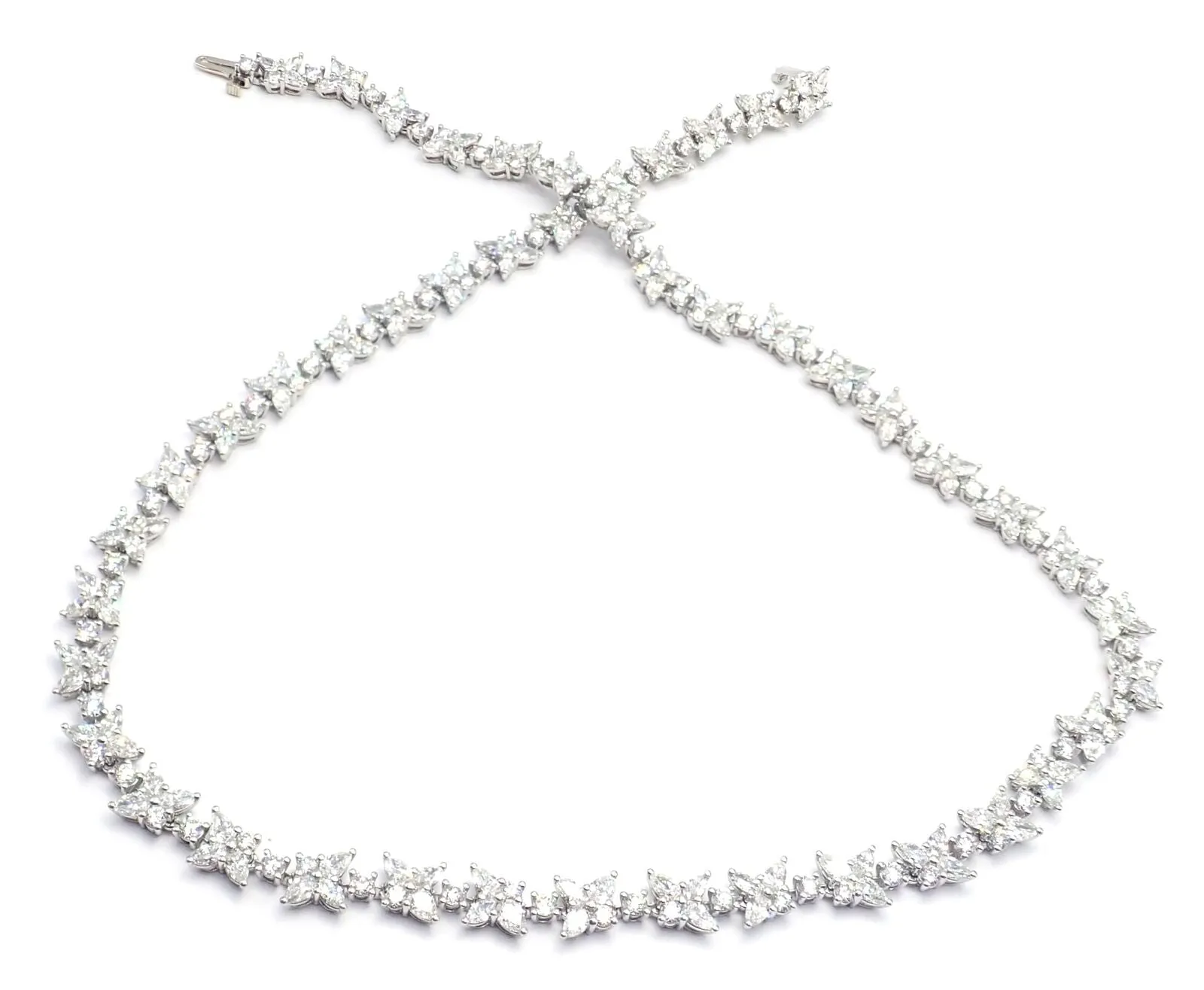 Authentic! Tiffany & Co Victoria Platinum 15.83ct Diamond Mixed Cluster Necklace