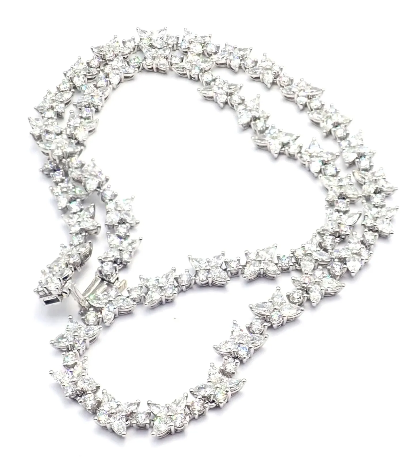 Authentic! Tiffany & Co Victoria Platinum 15.83ct Diamond Mixed Cluster Necklace