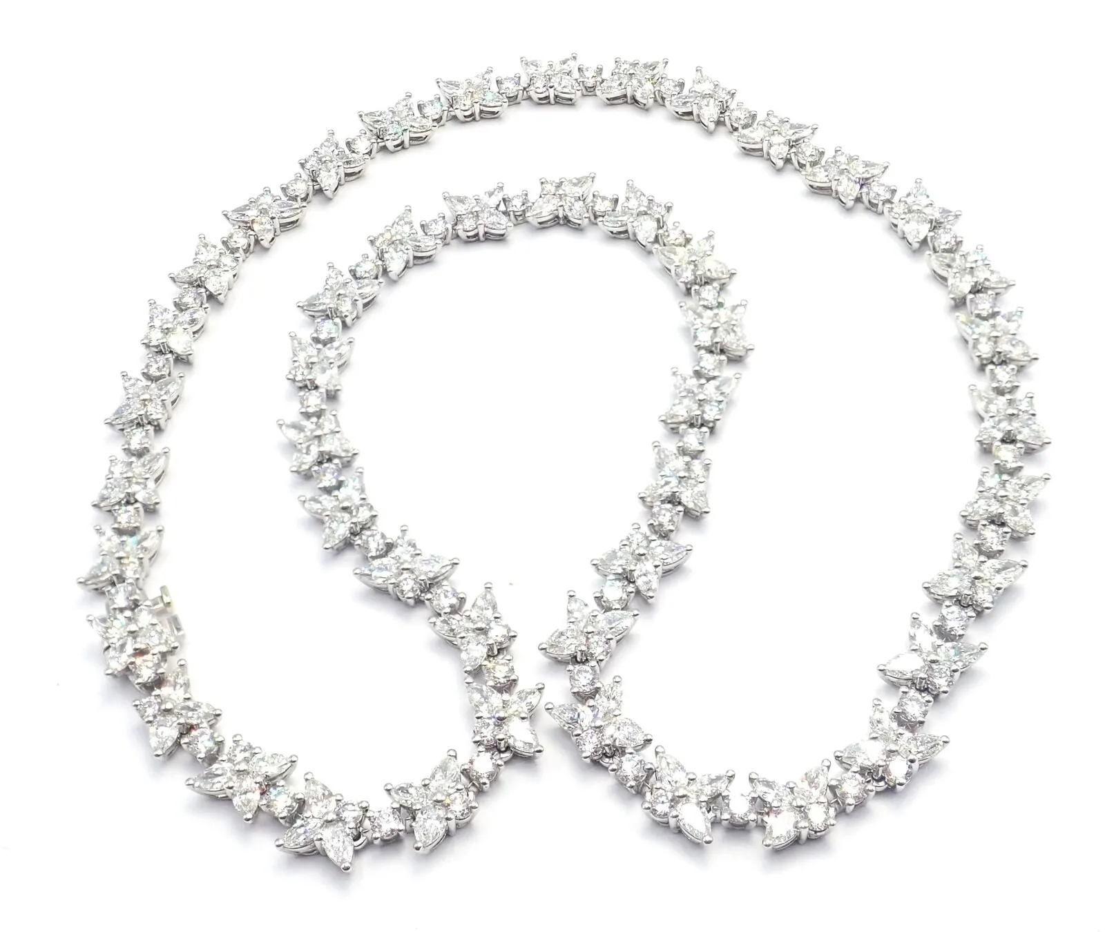 Authentic! Tiffany & Co Victoria Platinum 15.83ct Diamond Mixed Cluster Necklace