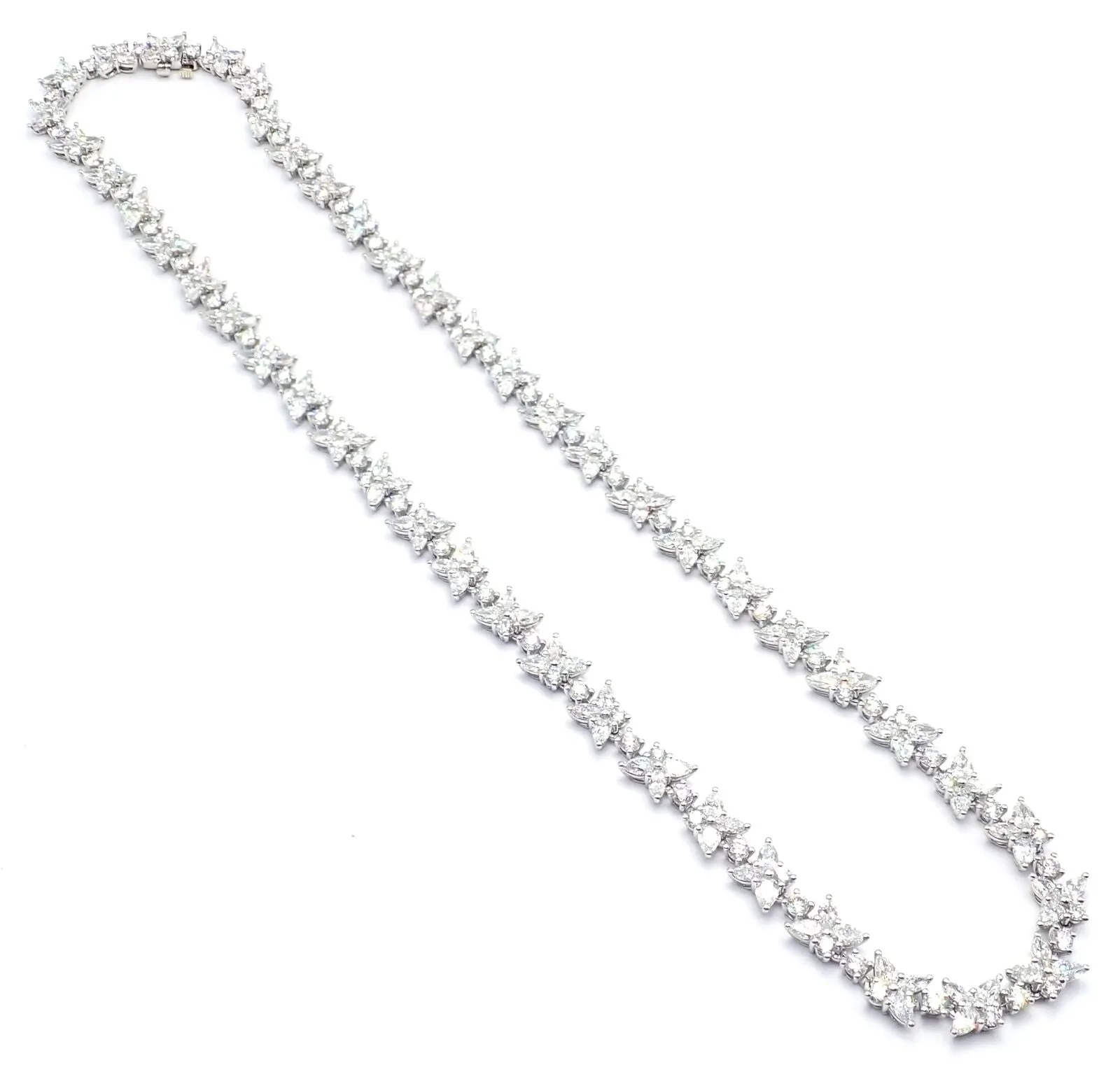 Authentic! Tiffany & Co Victoria Platinum 15.83ct Diamond Mixed Cluster Necklace