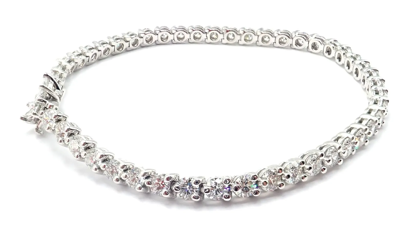 Authentic! Tiffany & Co Victoria Platinum 4.49ct Diamond Line Tennis Bracelet