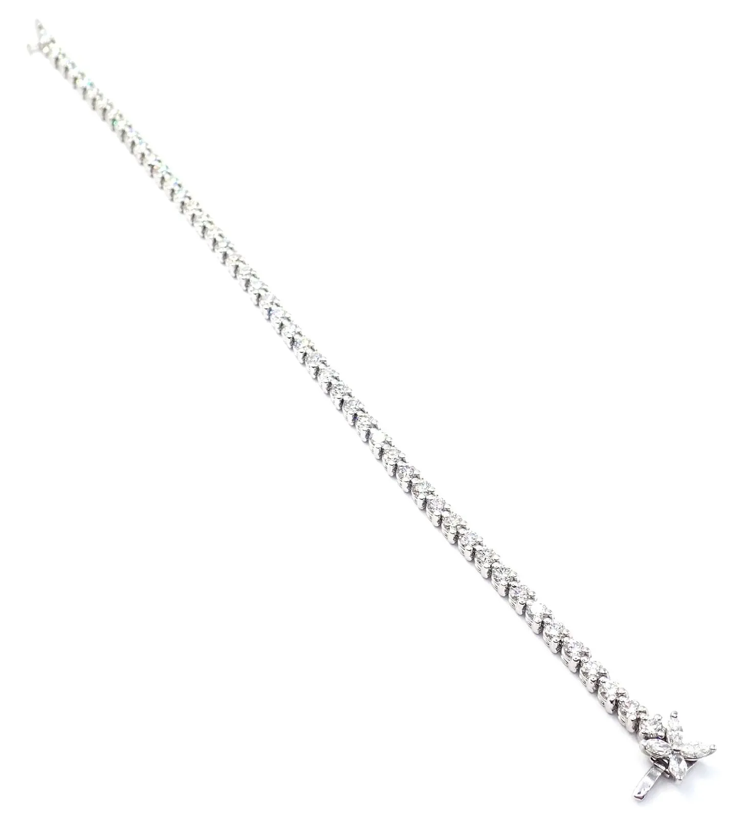 Authentic! Tiffany & Co Victoria Platinum 4.49ct Diamond Line Tennis Bracelet