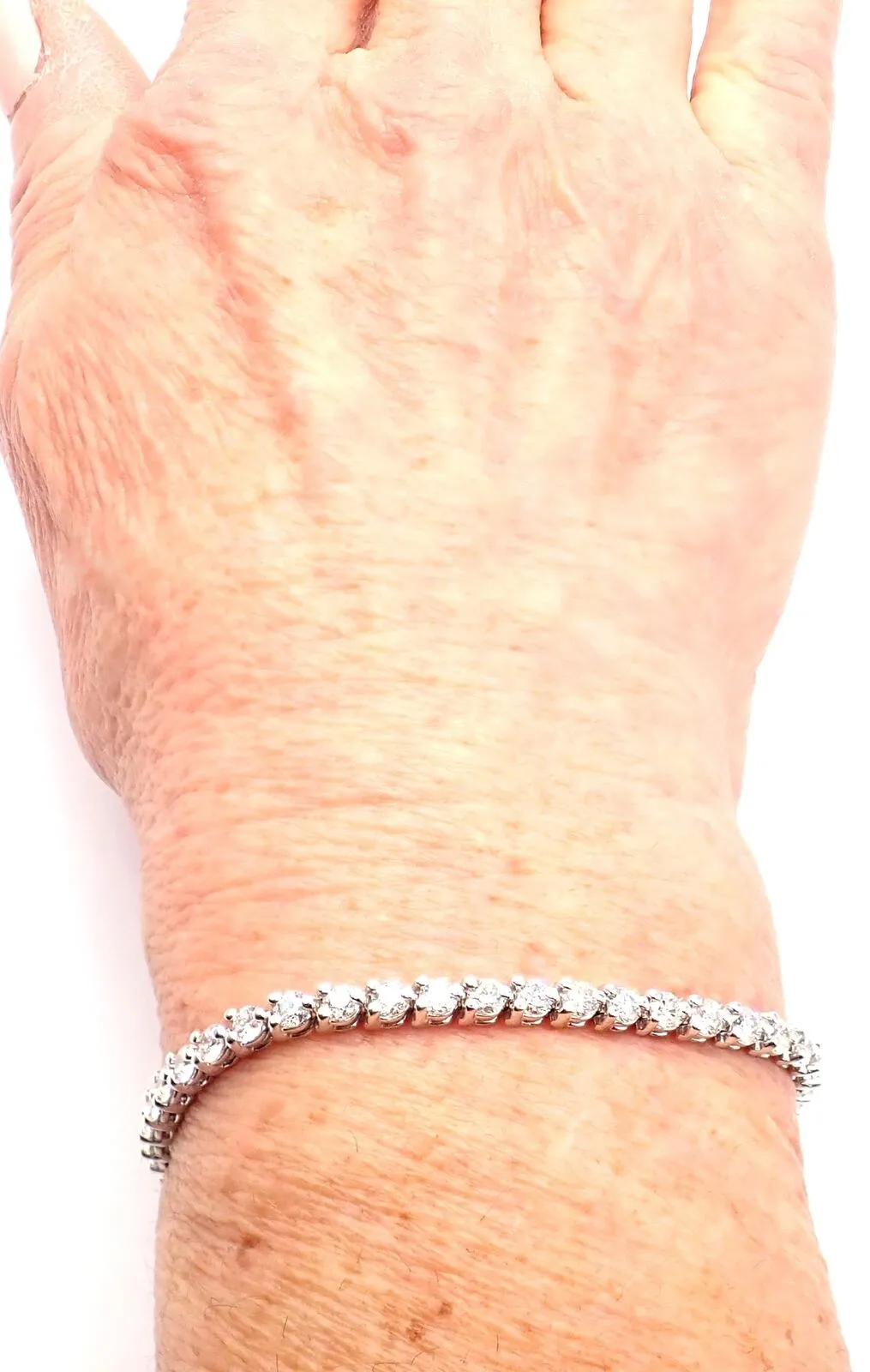 Authentic! Tiffany & Co Victoria Platinum 4.49ct Diamond Line Tennis Bracelet