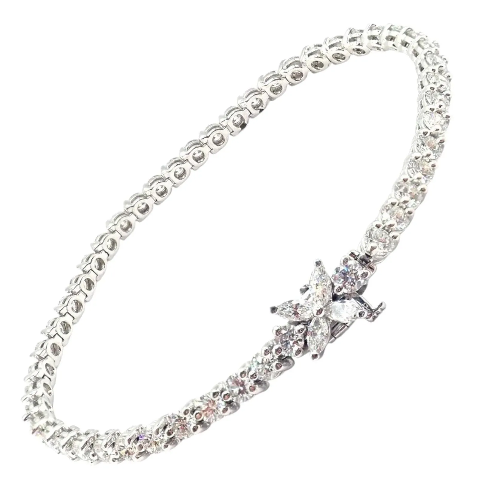 Authentic! Tiffany & Co Victoria Platinum 4.49ct Diamond Line Tennis Bracelet