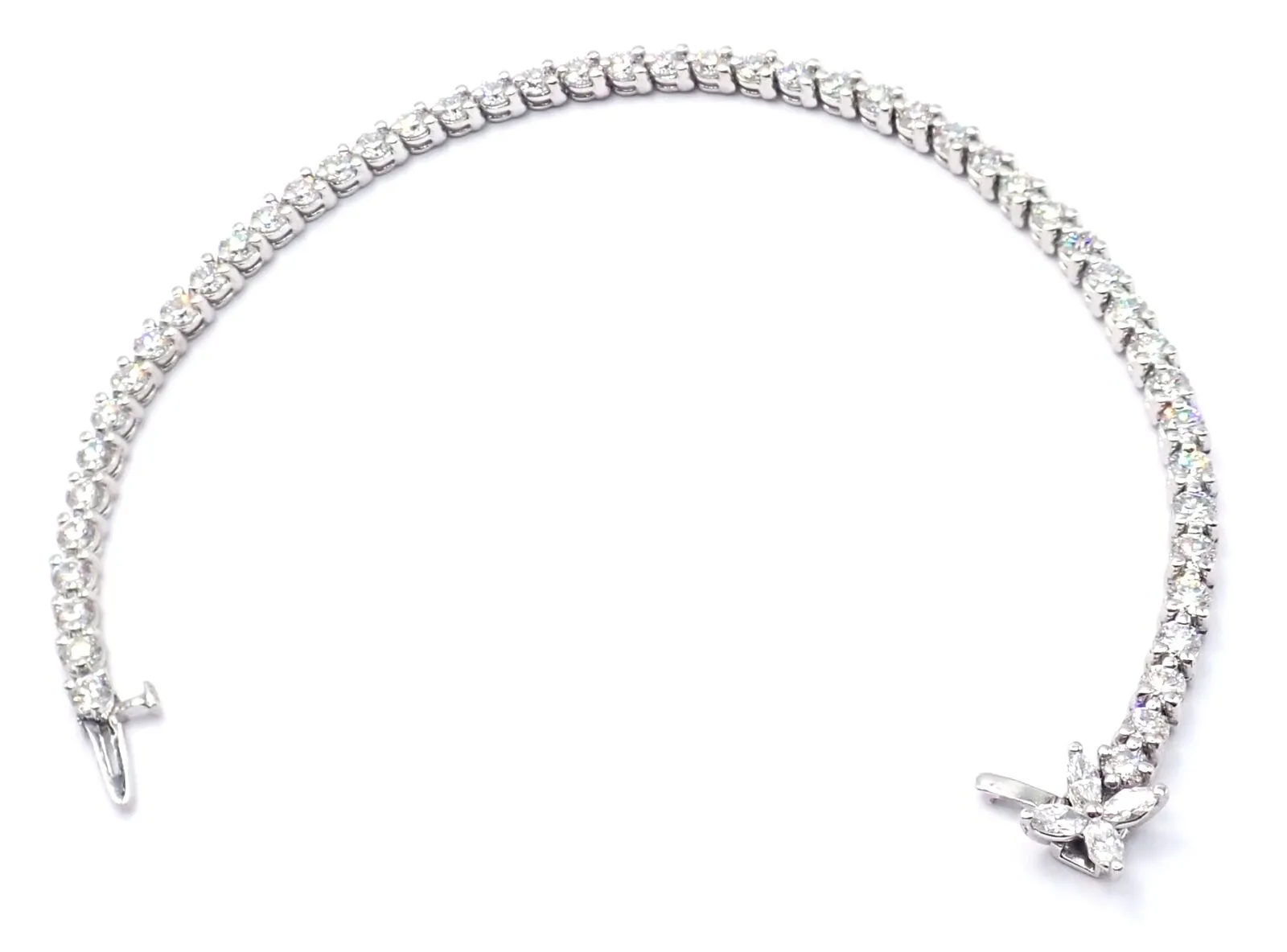 Authentic! Tiffany & Co Victoria Platinum 4.49ct Diamond Line Tennis Bracelet