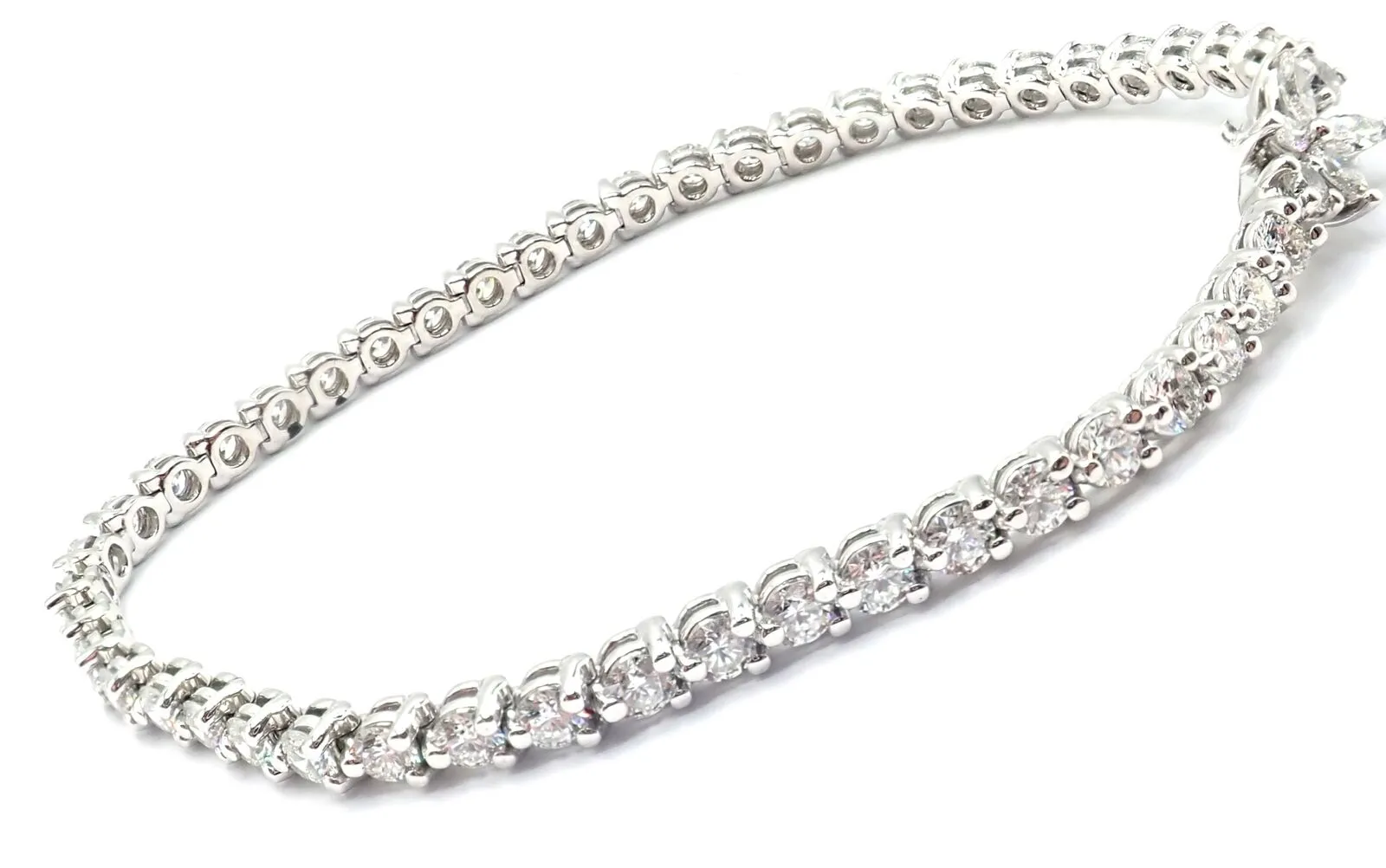 Authentic! Tiffany & Co Victoria Platinum 4.49ct Diamond Line Tennis Bracelet
