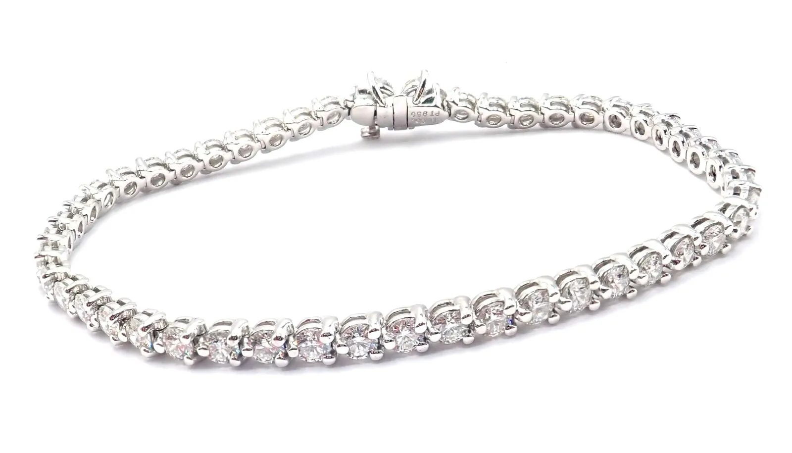 Authentic! Tiffany & Co Victoria Platinum 4.49ct Diamond Line Tennis Bracelet