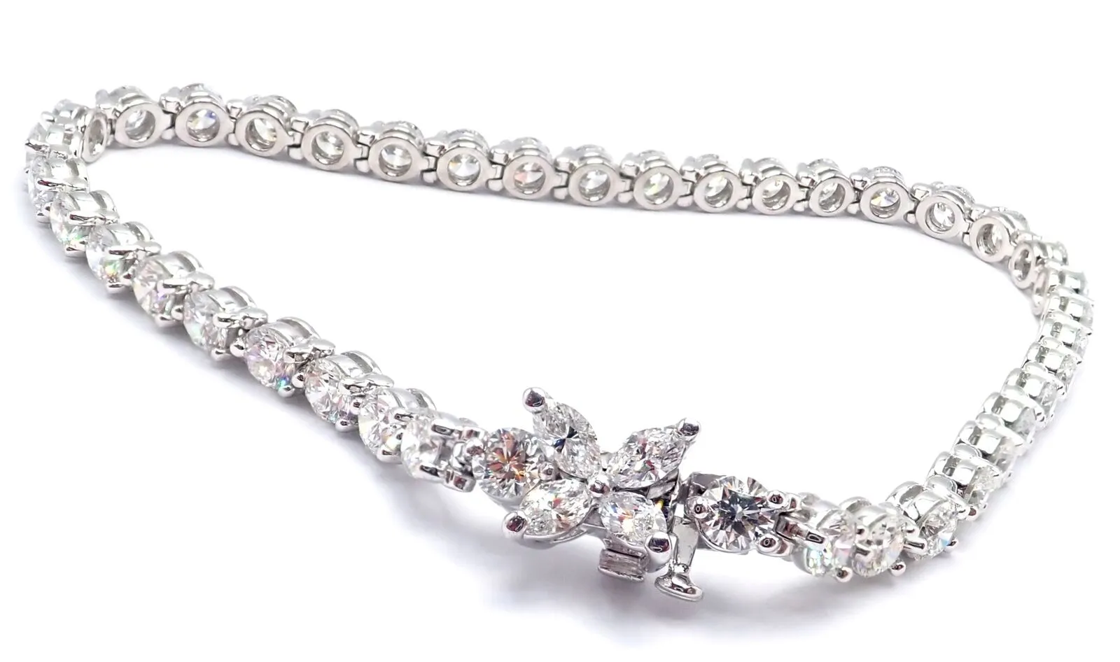 Authentic! Tiffany & Co Victoria Platinum 6.5ct Diamond Line Tennis Bracelet