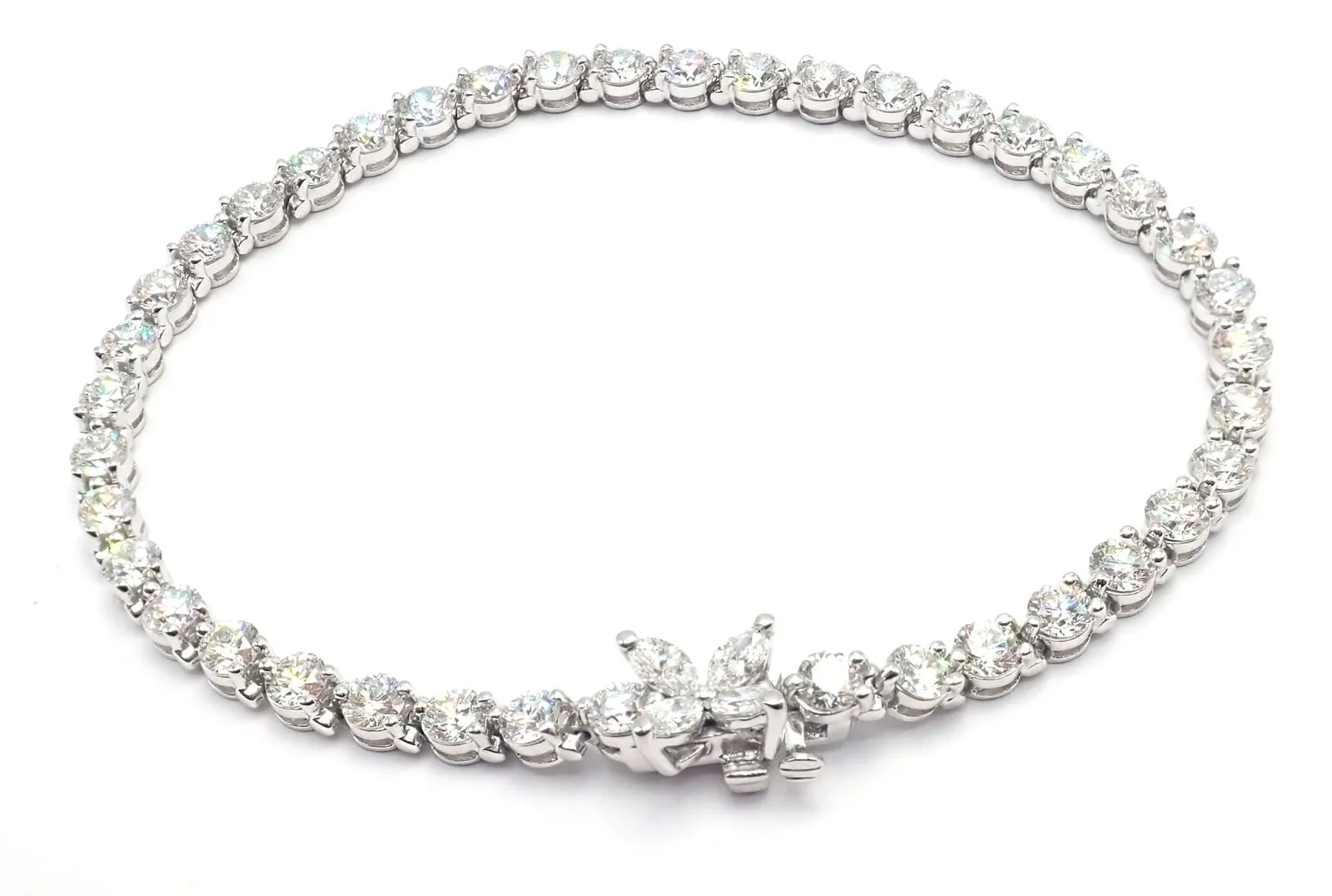 Authentic! Tiffany & Co Victoria Platinum 6.5ct Diamond Line Tennis Bracelet
