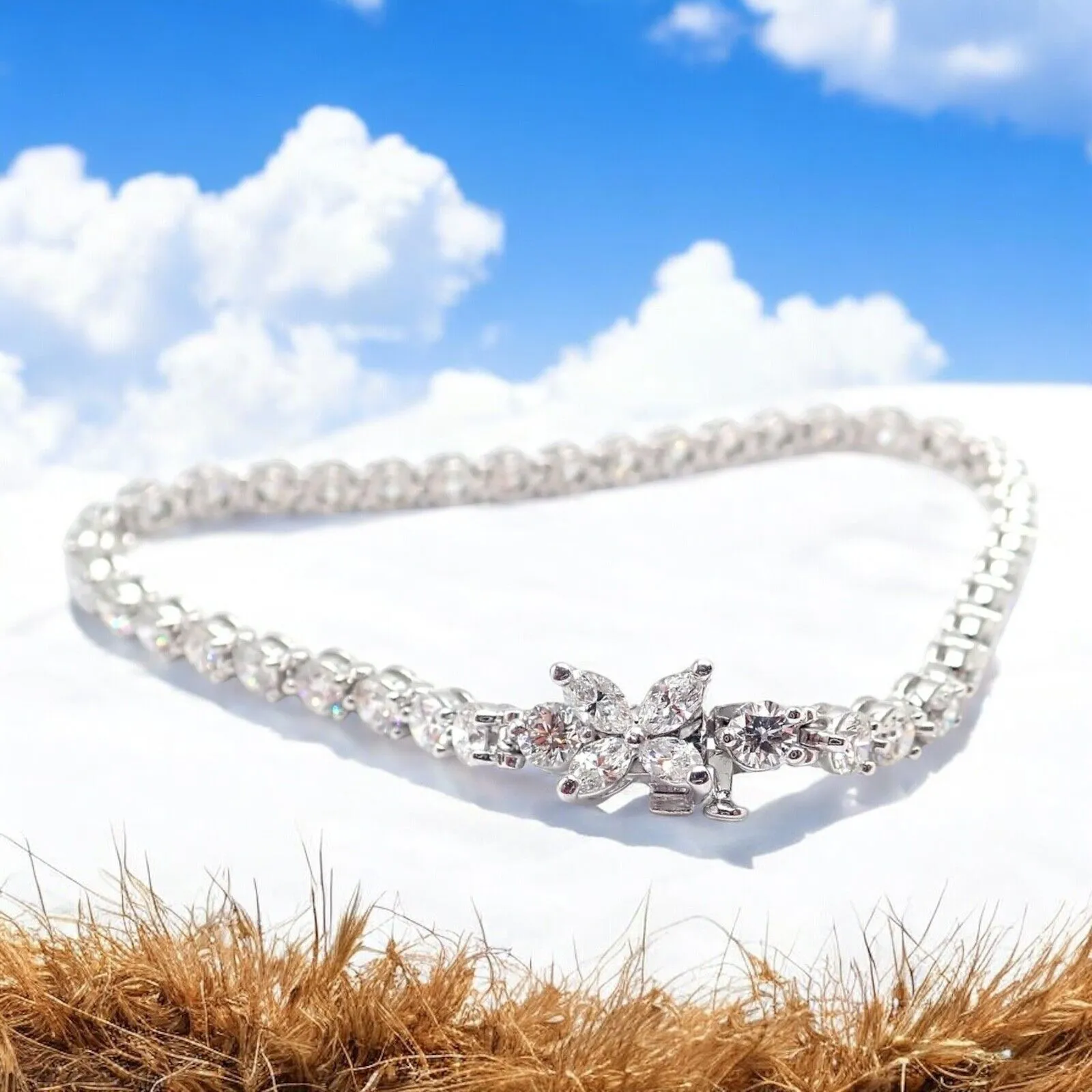 Authentic! Tiffany & Co Victoria Platinum 6.5ct Diamond Line Tennis Bracelet