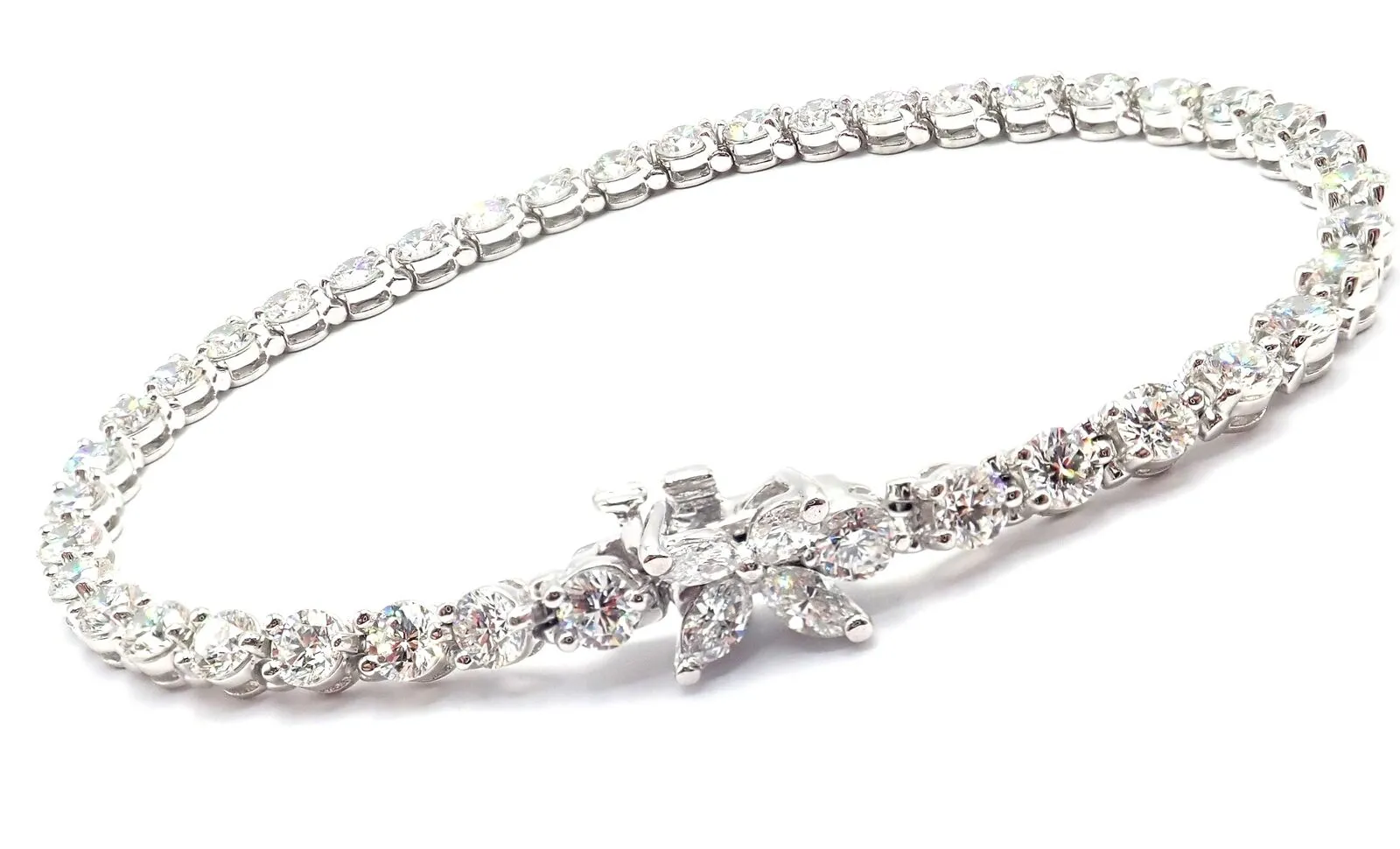 Authentic! Tiffany & Co Victoria Platinum 6.5ct Diamond Line Tennis Bracelet