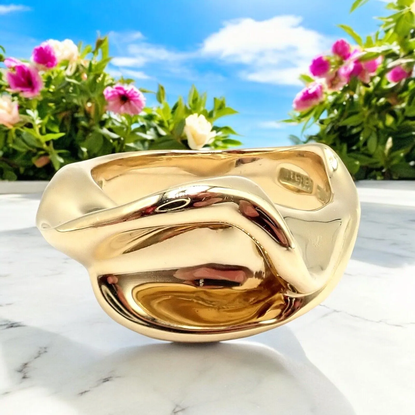 Authentic! Vintage Tiffany & Co. 18k Yellow Gold Peretti Calla Lily Ring Sz 5