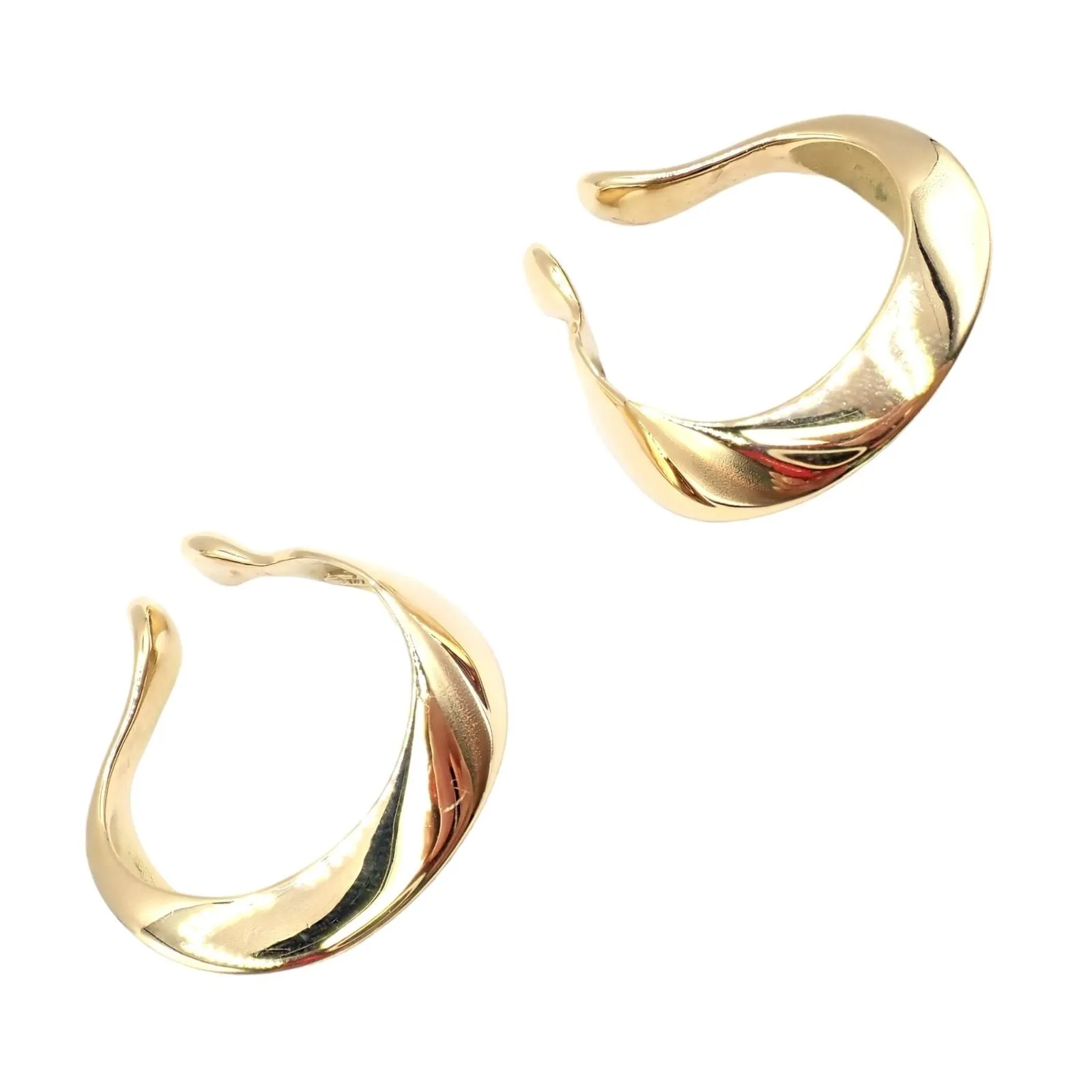 Authentic Vintage Tiffany & Co 18k Yellow Gold Peretti Lily Lobe Hoop Earrings