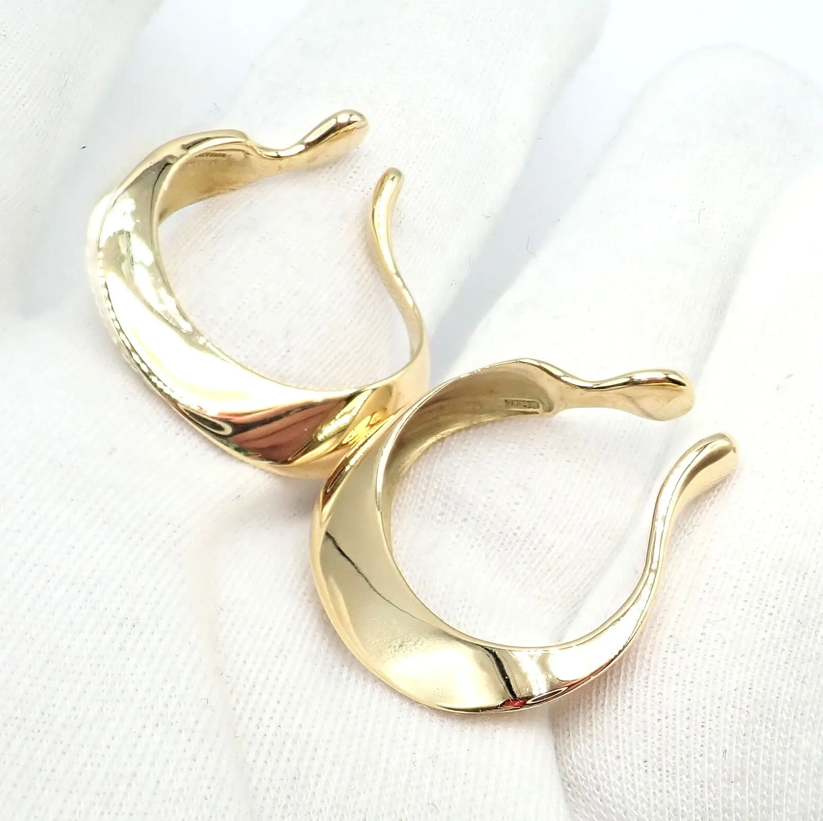 Authentic Vintage Tiffany & Co 18k Yellow Gold Peretti Lily Lobe Hoop Earrings