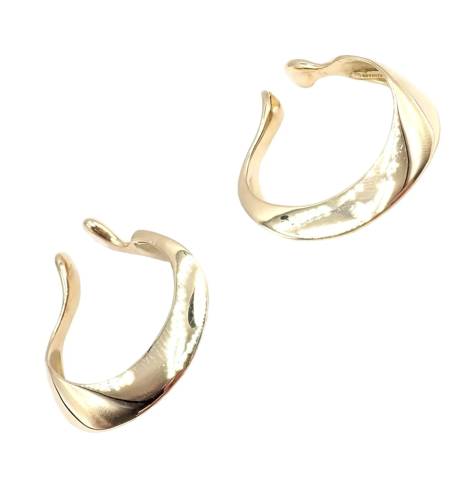 Authentic Vintage Tiffany & Co 18k Yellow Gold Peretti Lily Lobe Hoop Earrings