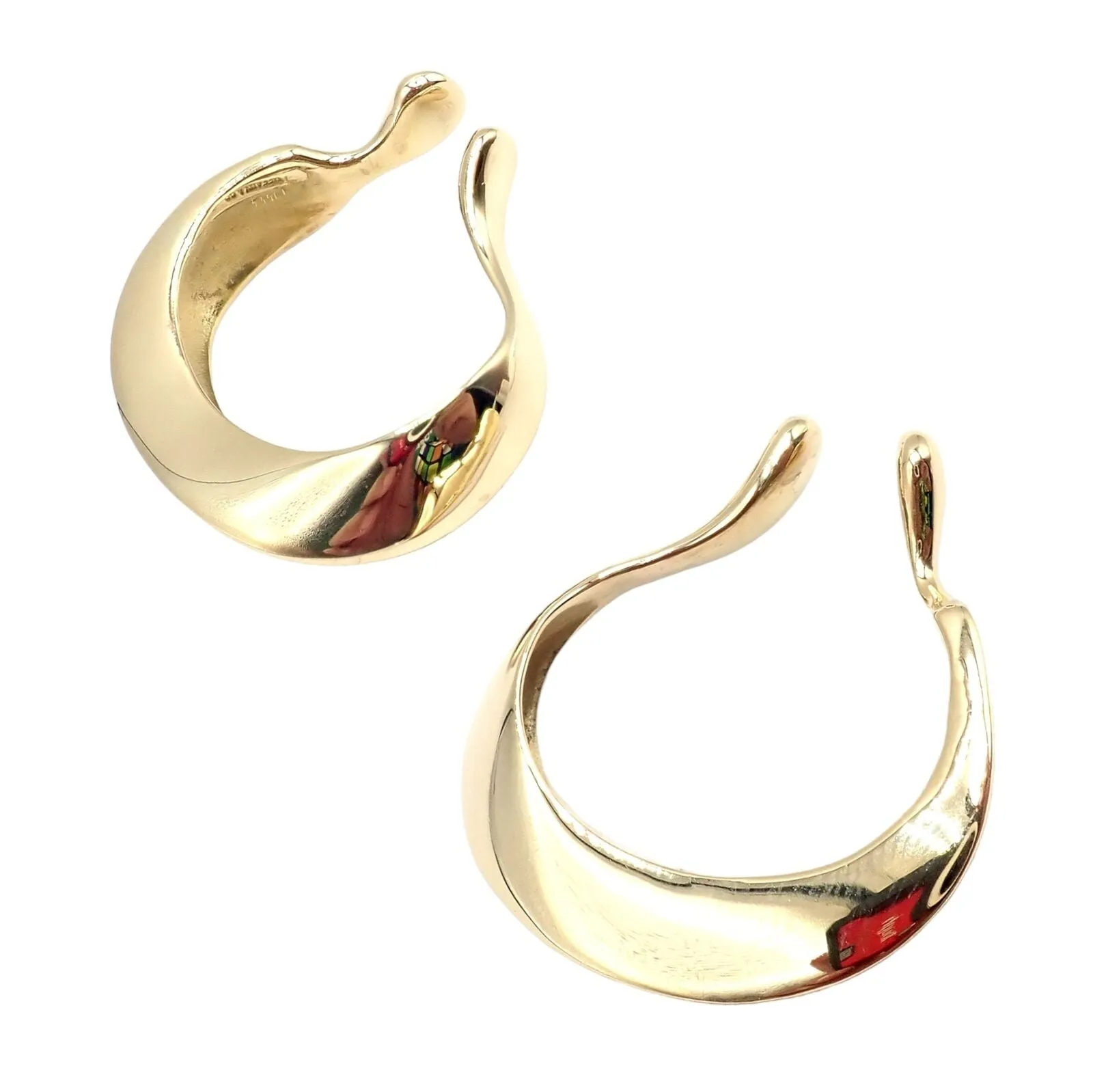 Authentic Vintage Tiffany & Co 18k Yellow Gold Peretti Lily Lobe Hoop Earrings