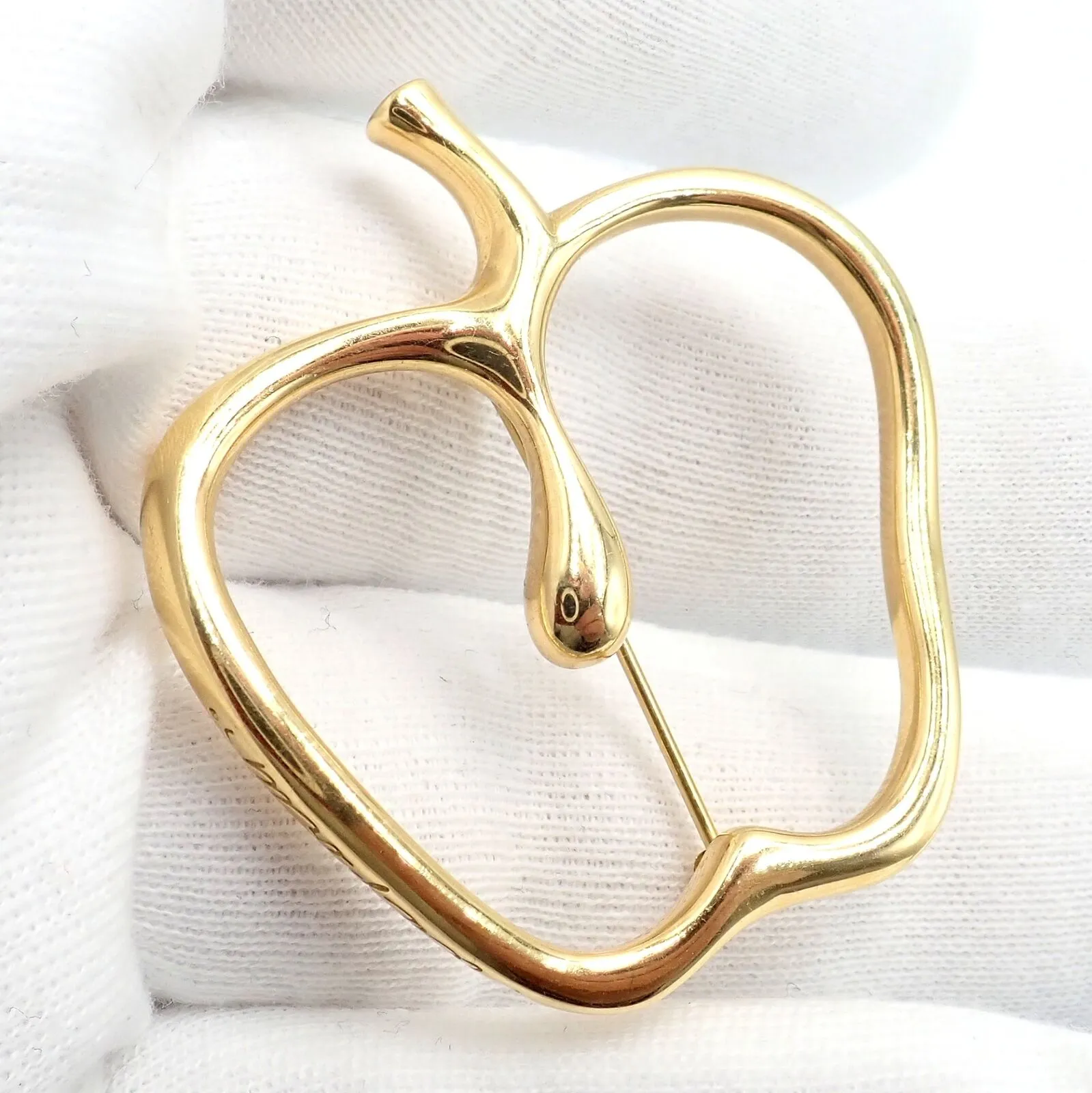Authentic! Vintage Tiffany & Co Peretti 18k Yellow Gold Large Apple Pin Brooch