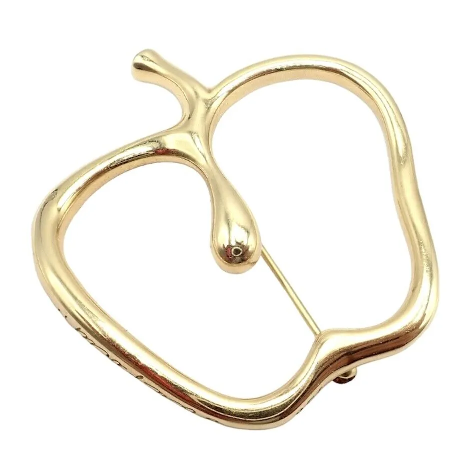 Authentic! Vintage Tiffany & Co Peretti 18k Yellow Gold Large Apple Pin Brooch