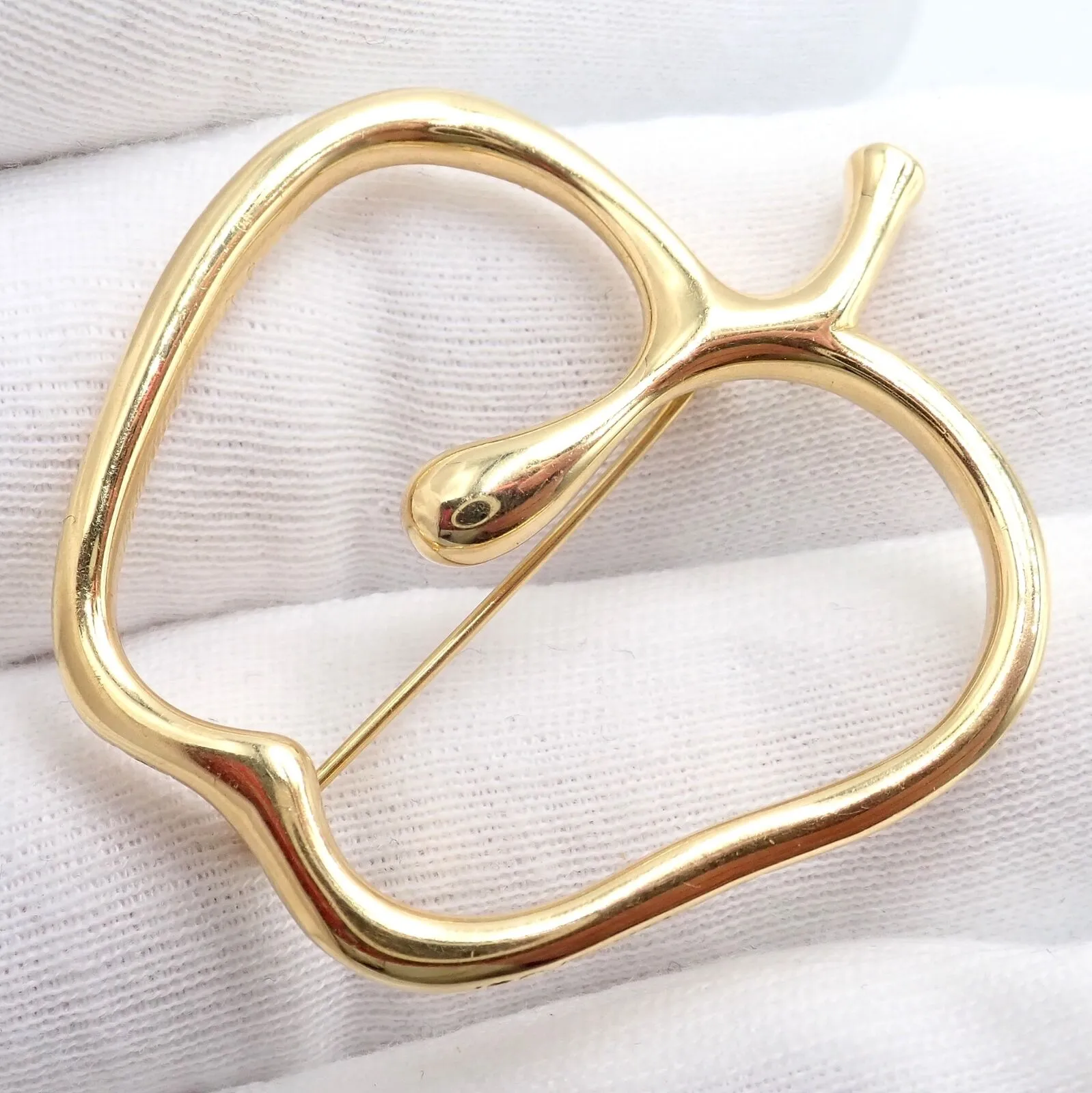Authentic! Vintage Tiffany & Co Peretti 18k Yellow Gold Large Apple Pin Brooch