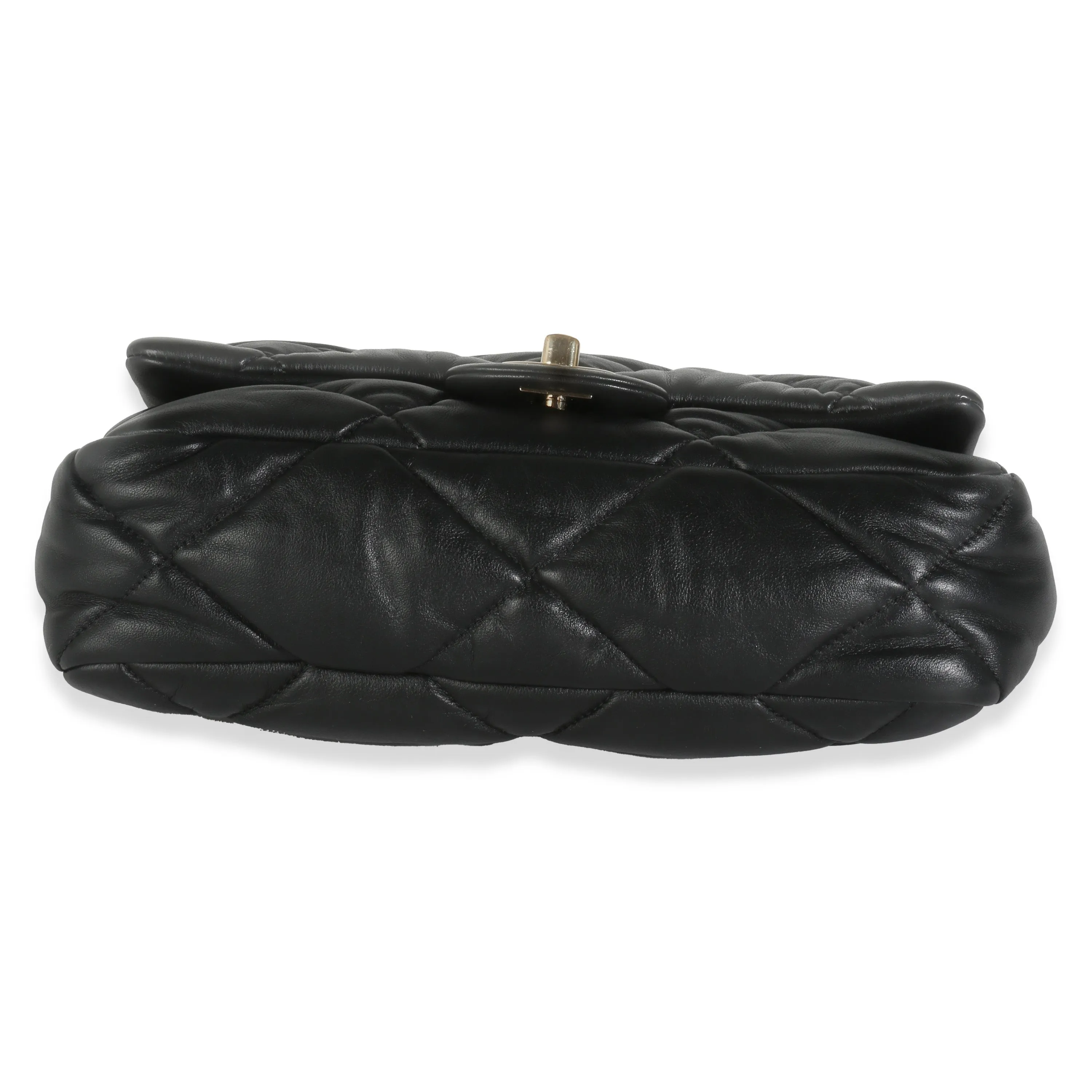 Black Quilted Calfskin Medium Bubbly Flap Bag