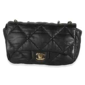 Black Quilted Calfskin Medium Bubbly Flap Bag