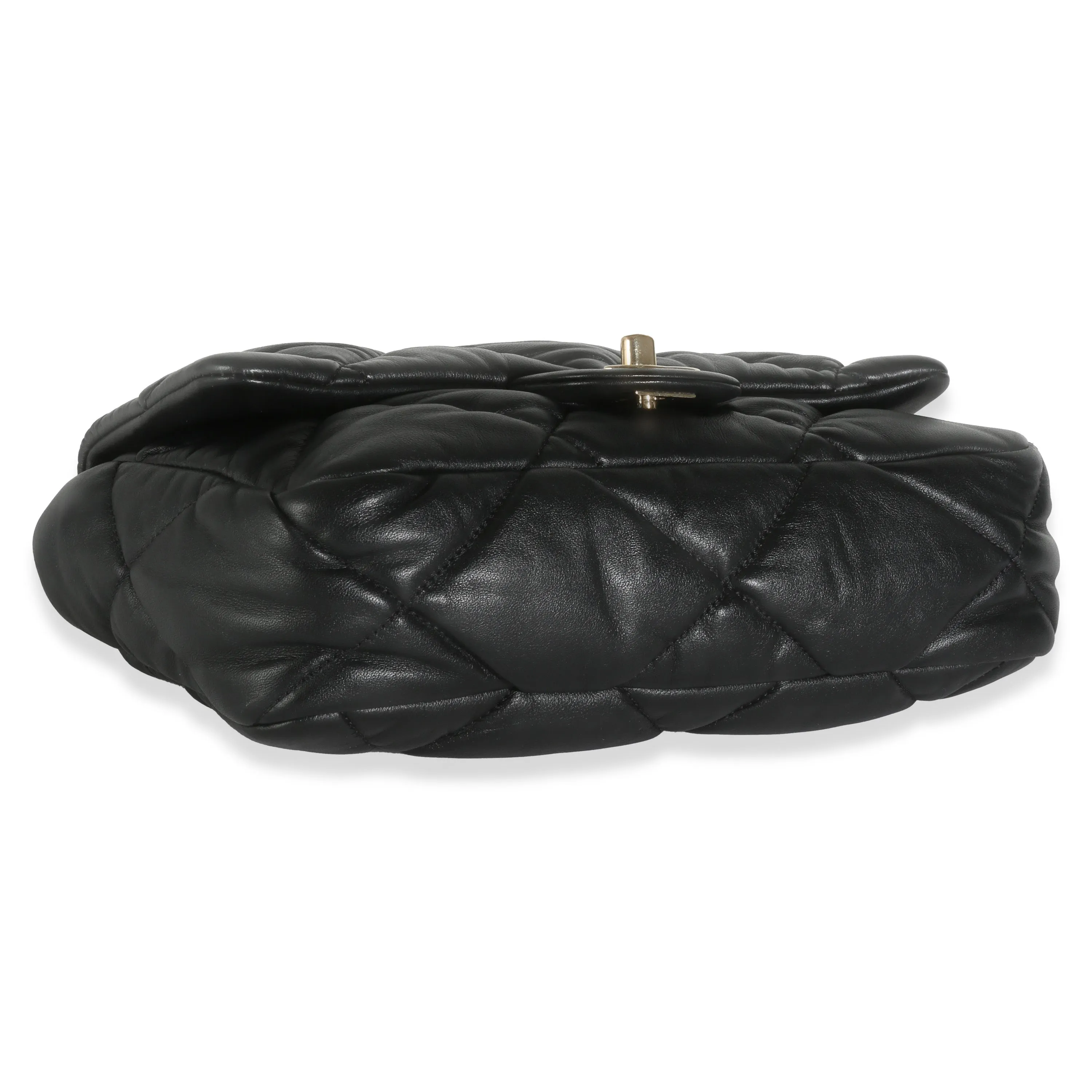 Black Quilted Calfskin Medium Bubbly Flap Bag
