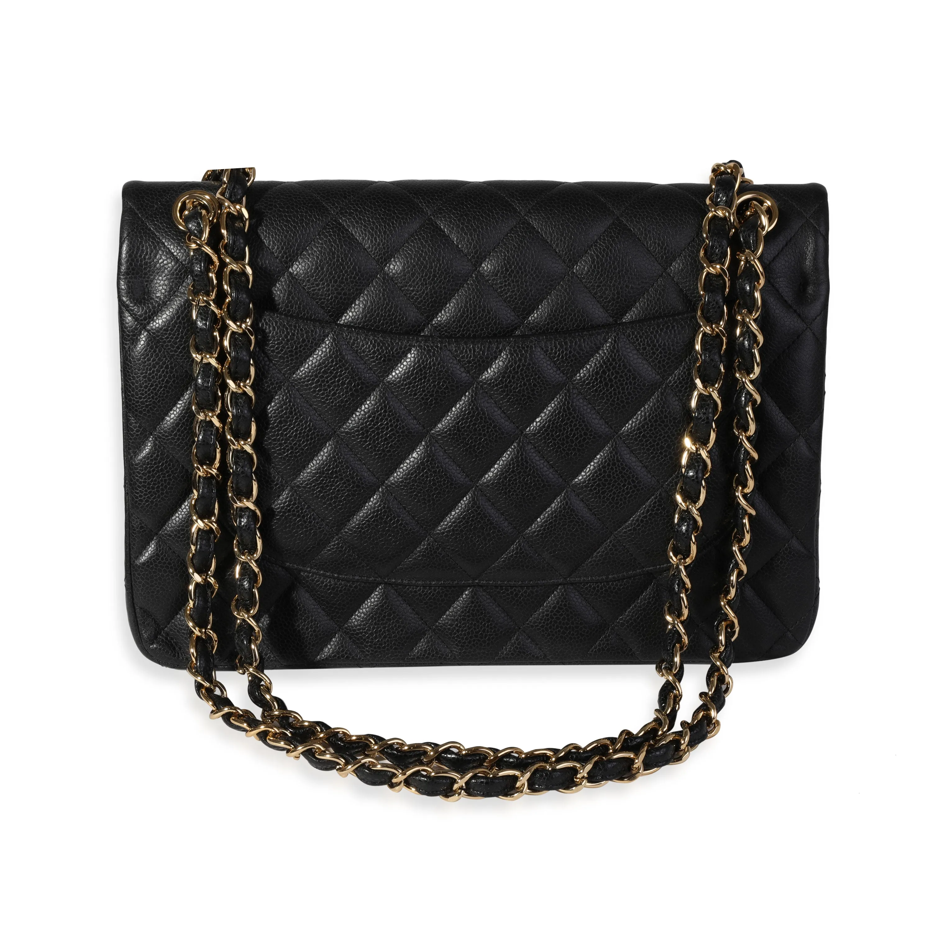 Black Quilted Caviar Jumbo Classic Double Flap Bag