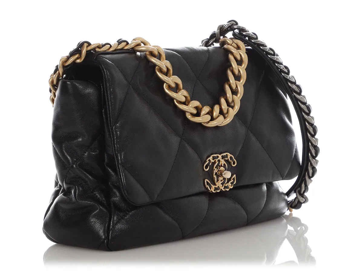 Chanel Large Black Goatskin 19 Flap