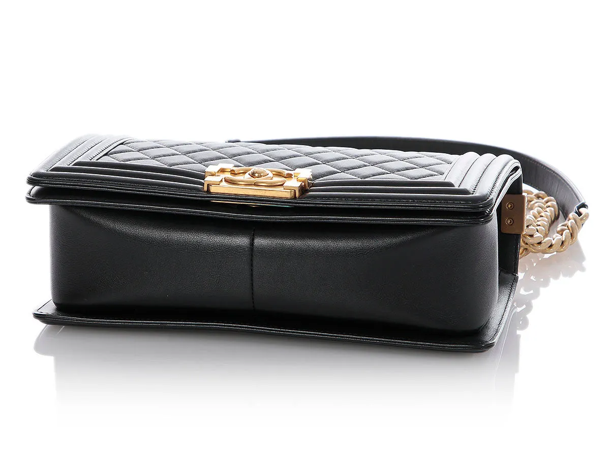 Chanel Old Medium Black Quilted Calfskin Boy Bag
