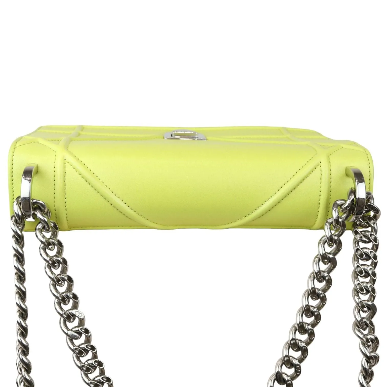 Christian Dior Diorama Flap Medium Calfskin Yellow Silver Tone Hardware