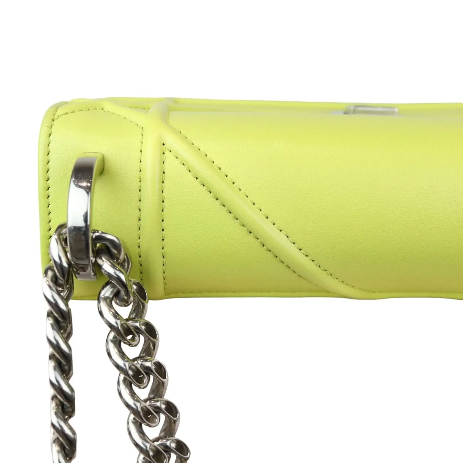 Christian Dior Diorama Flap Medium Calfskin Yellow Silver Tone Hardware